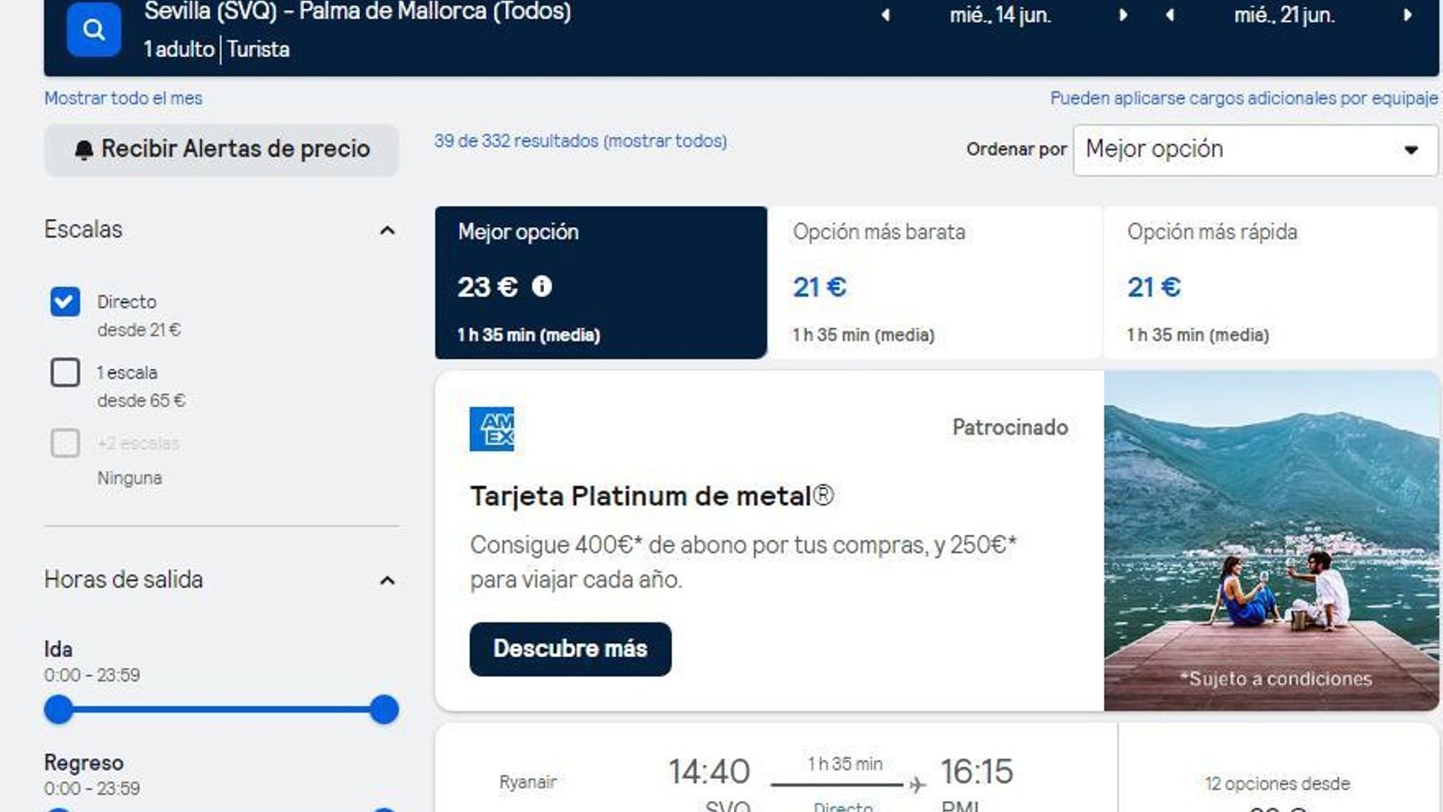 Vuelos nacionales baratos desde Sevilla a Mallorca