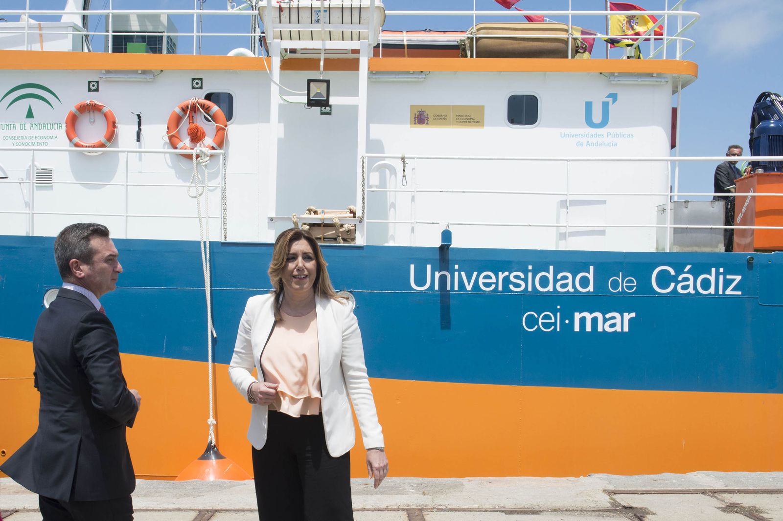 La presidenta de la Junta de Andalucía, durante una visita a Cádiz, el pasado verano.