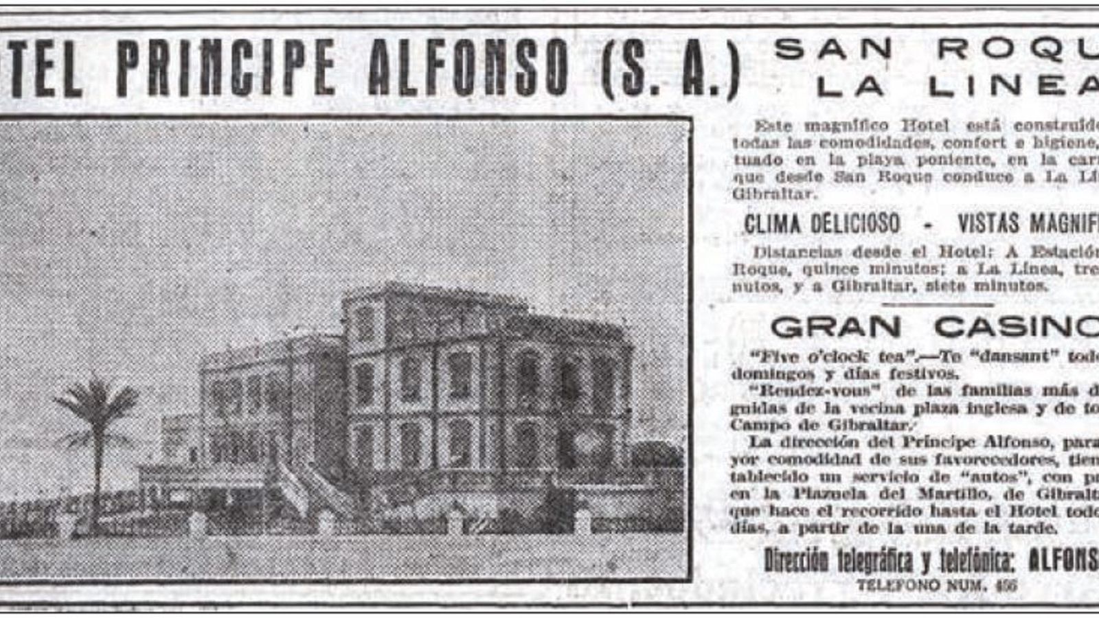Anuncio del Hotel Príncipe Alfonso.