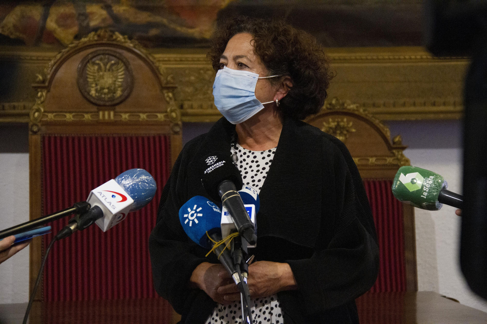 La rectora de la Universidad de Granada, durante su comparecencia.