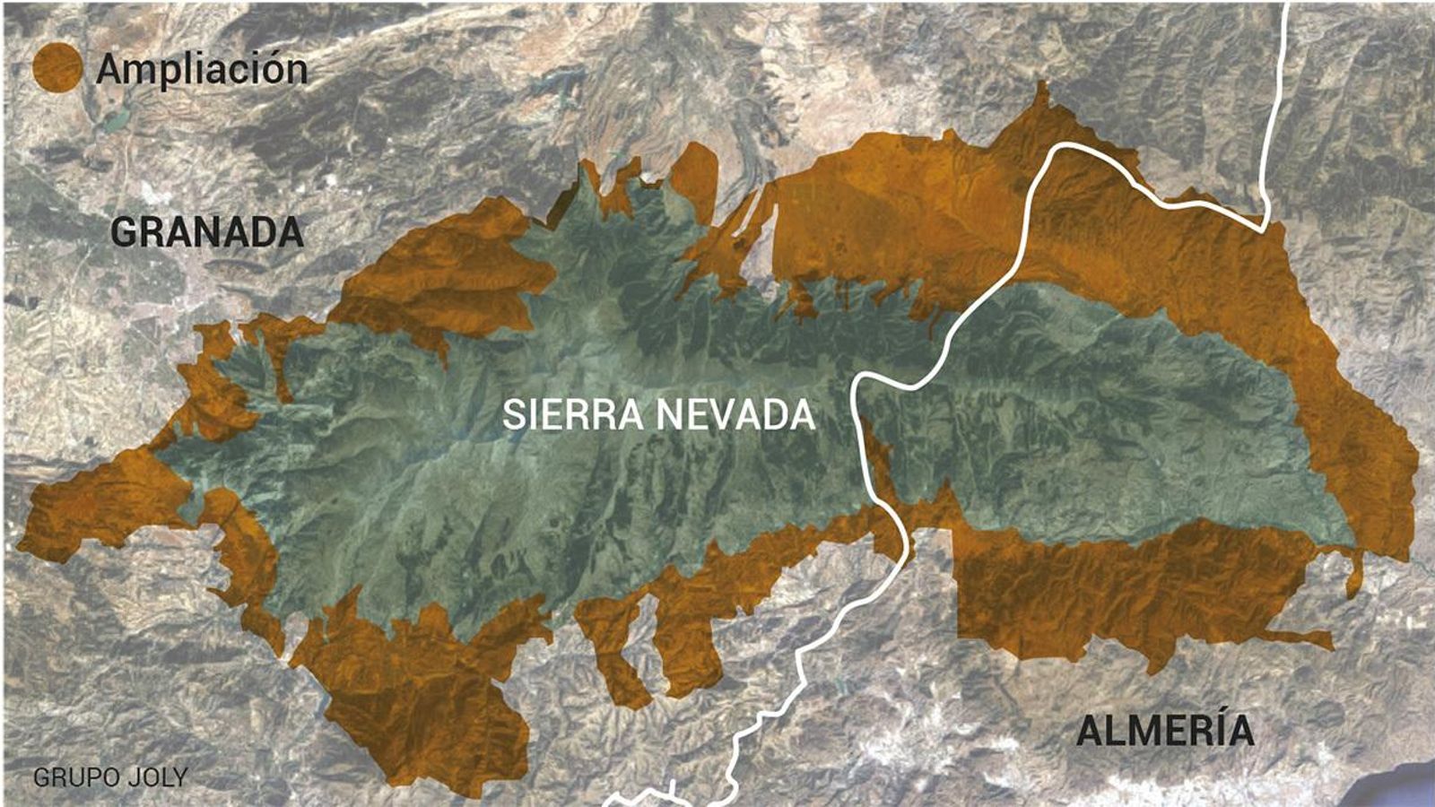 Ampliación que se está diseñando de la Reserva de la Biosfera de Sierra Nevada.