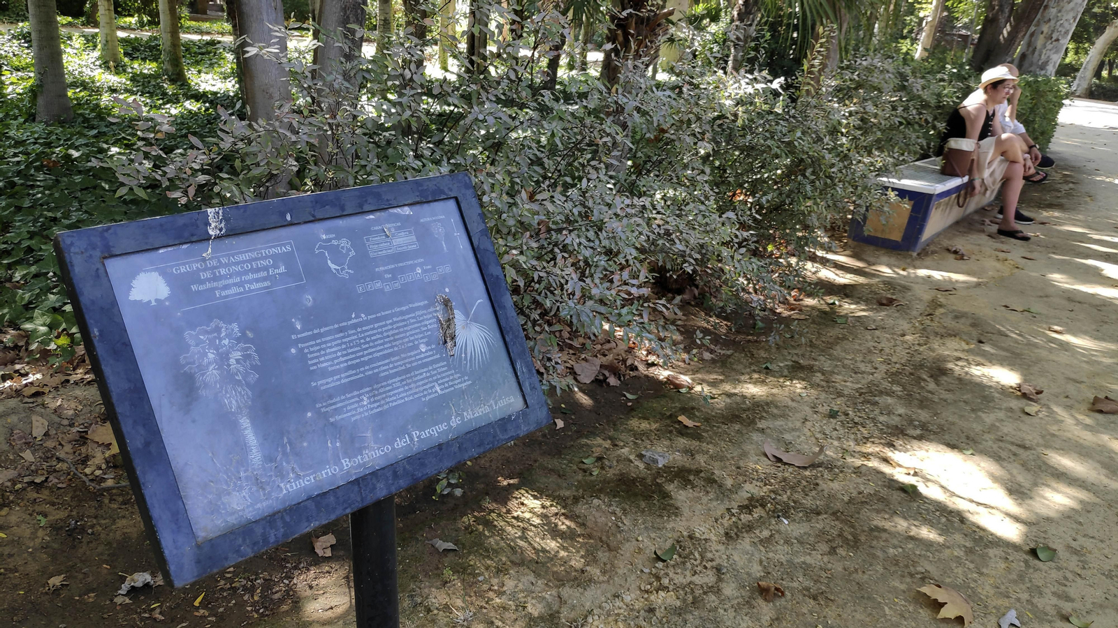 Una de las indicaciones que existen actualmente en el Parque de María Luisa.