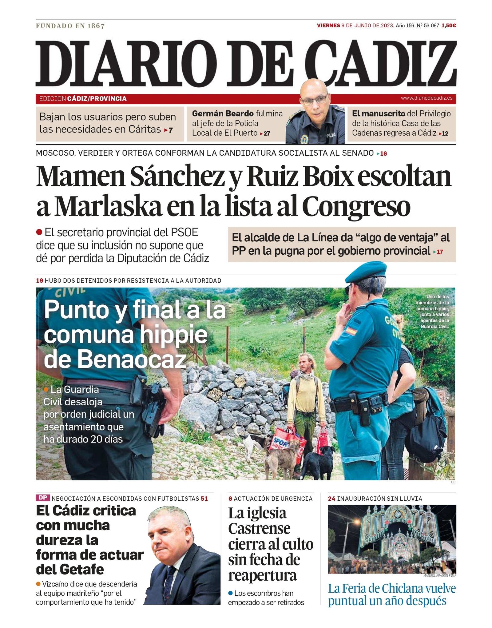 9 de junio. Desalojada la comuna hippie de Benaocaz.