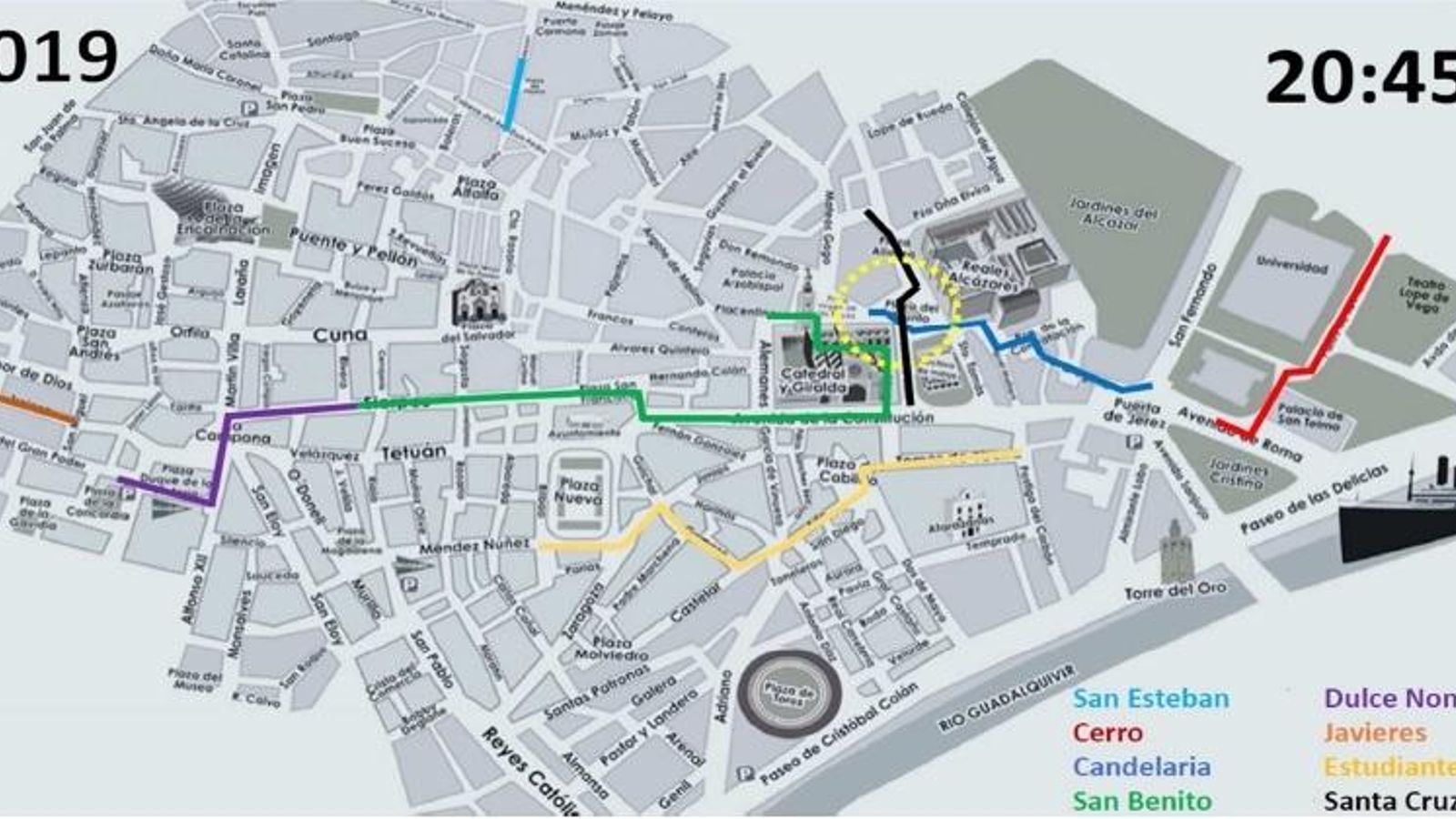 Situación de colapso en la Plaza del Triunfo