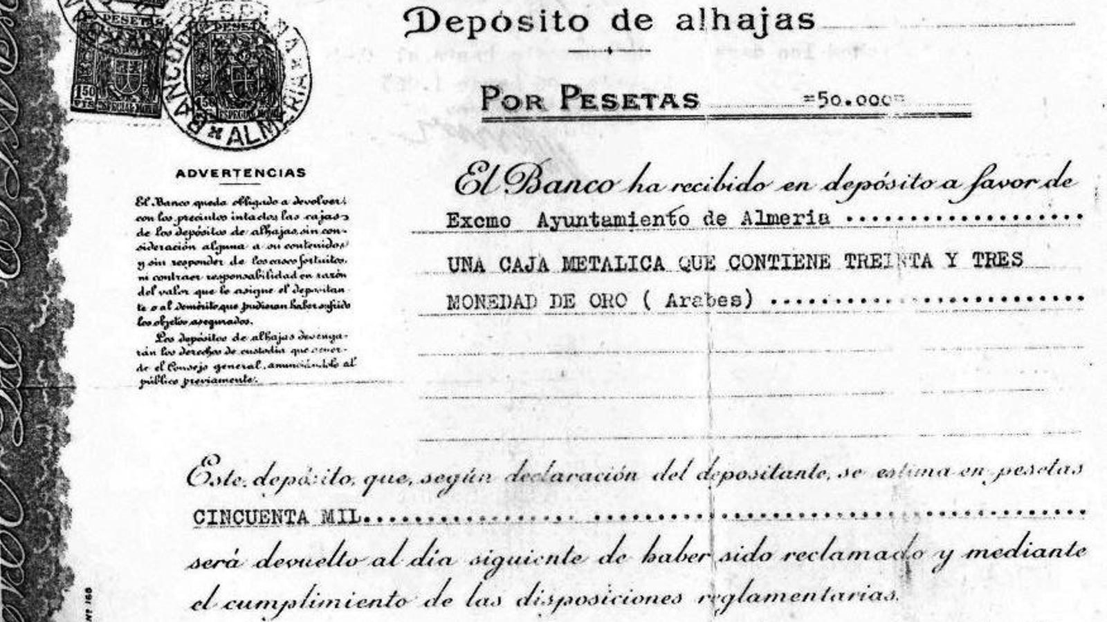 Depósito en el banco de España