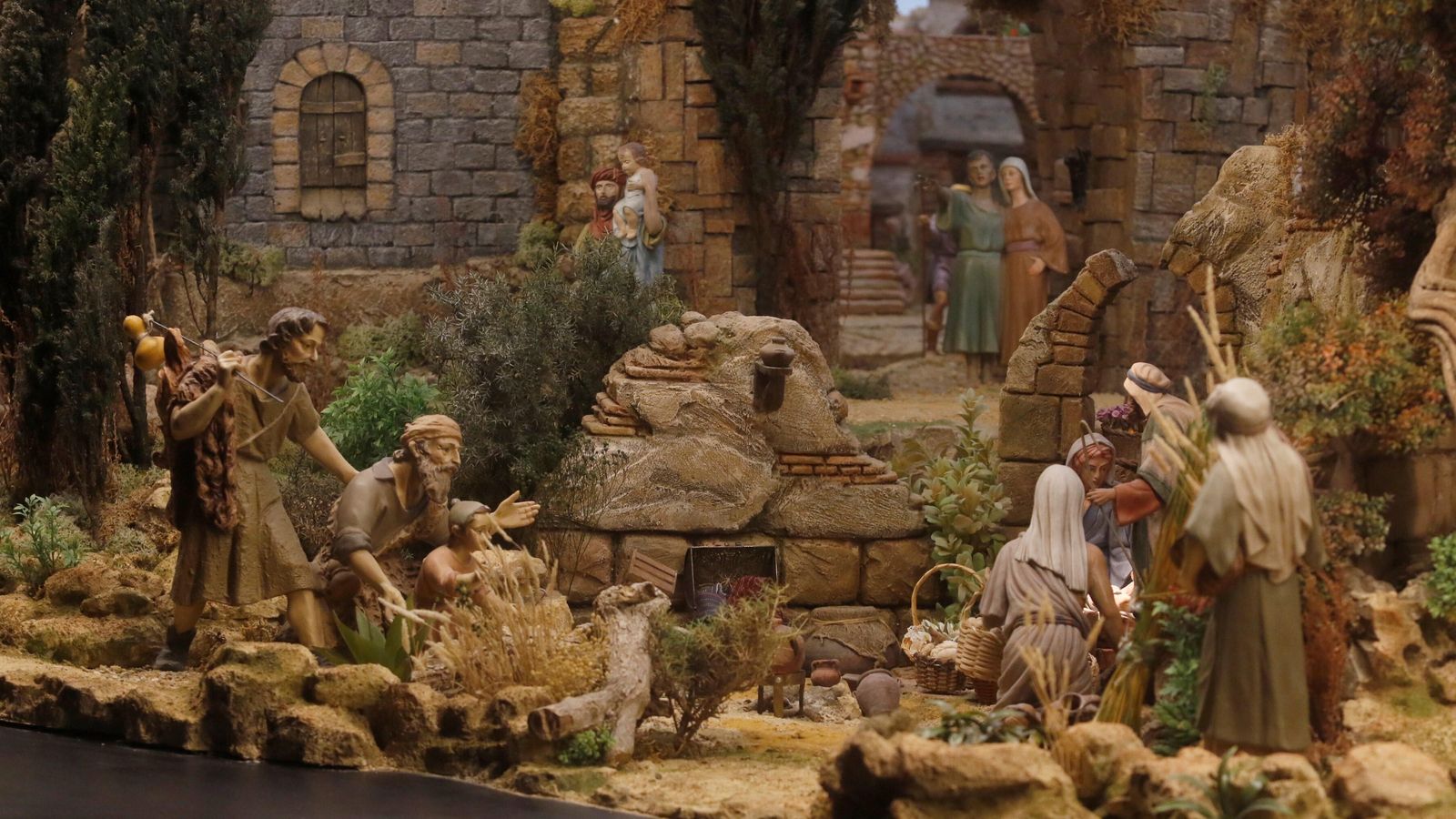 Detalle del belén de la Diputación.