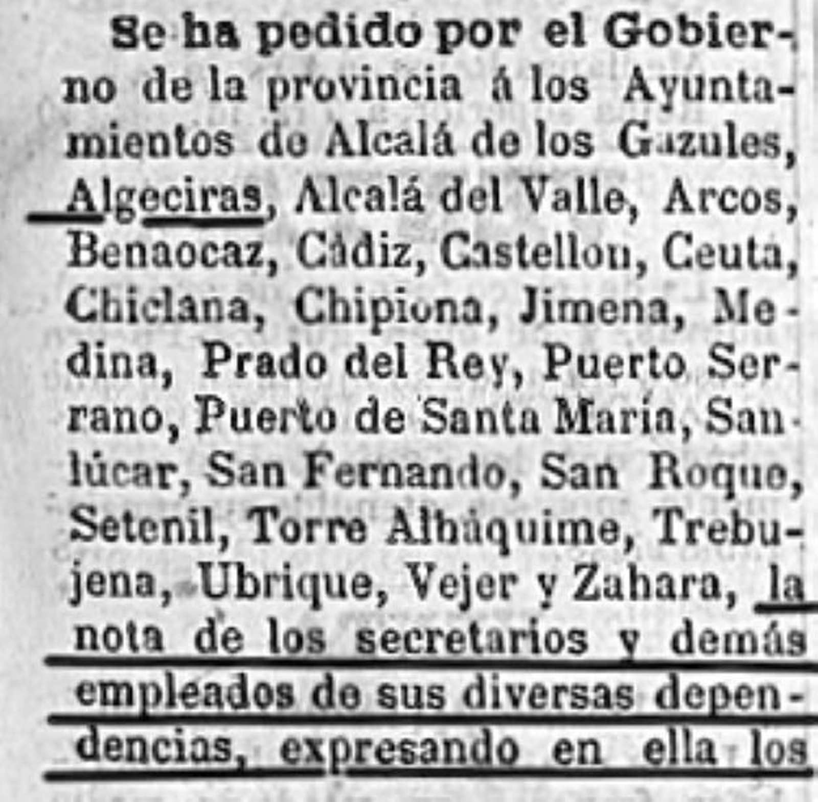 Control de los empleados municipales.