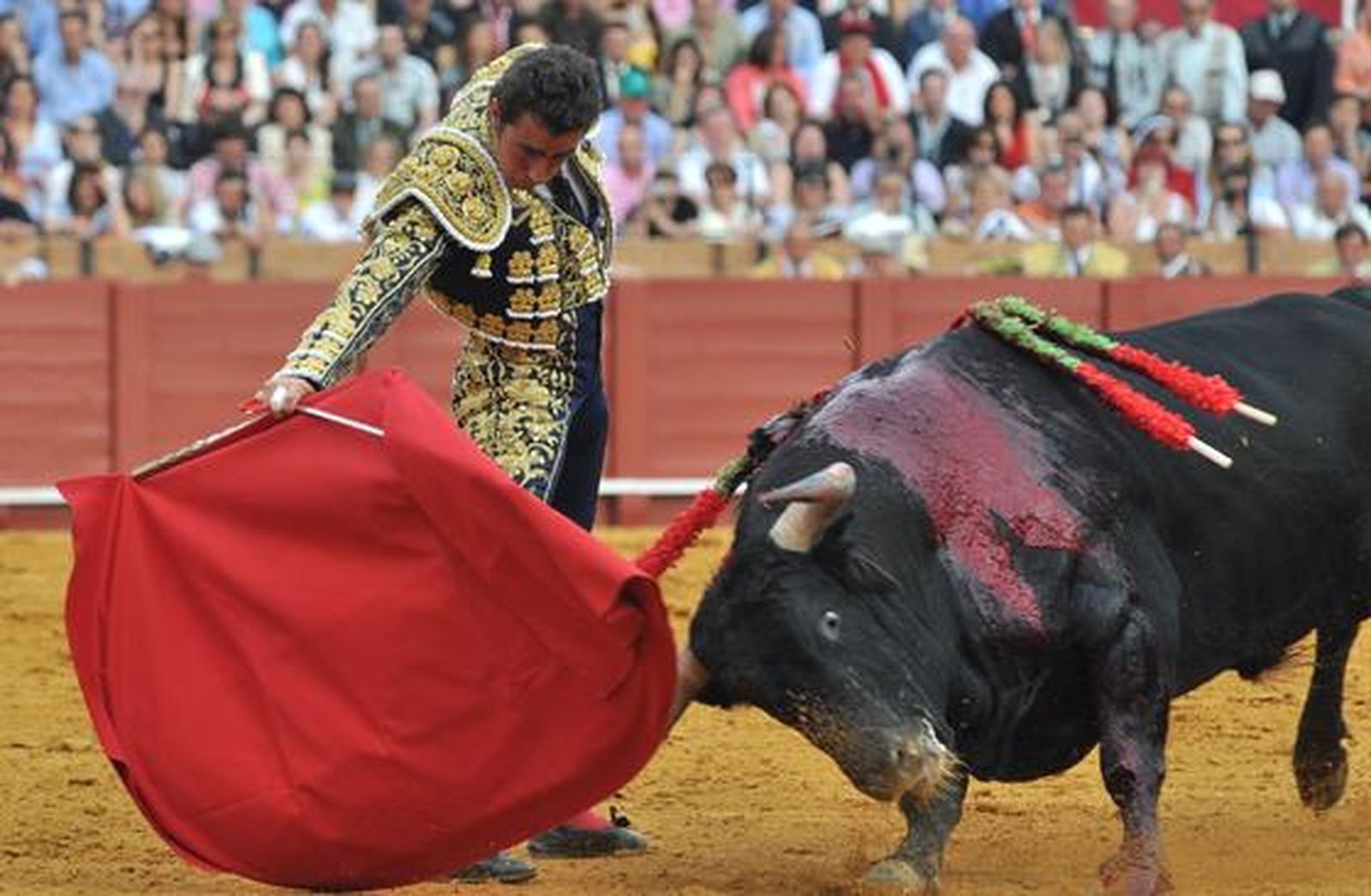 El Fandi rozó el triunfo ante Manuel Díaz 'El Cordobés' y Francisco Rivera Ordóñez. Discreta corrida en la que se torearon astados de la ganadería de Torrestrella. 

Foto: Manuel Gómez