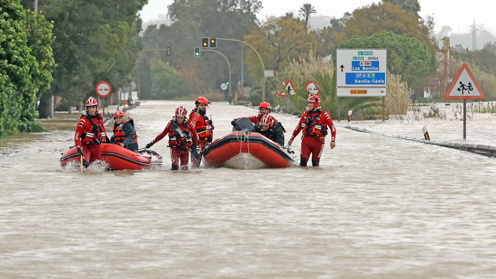 Imágenes del paseo rural por Jerez en el estreno de la borrasca Marta