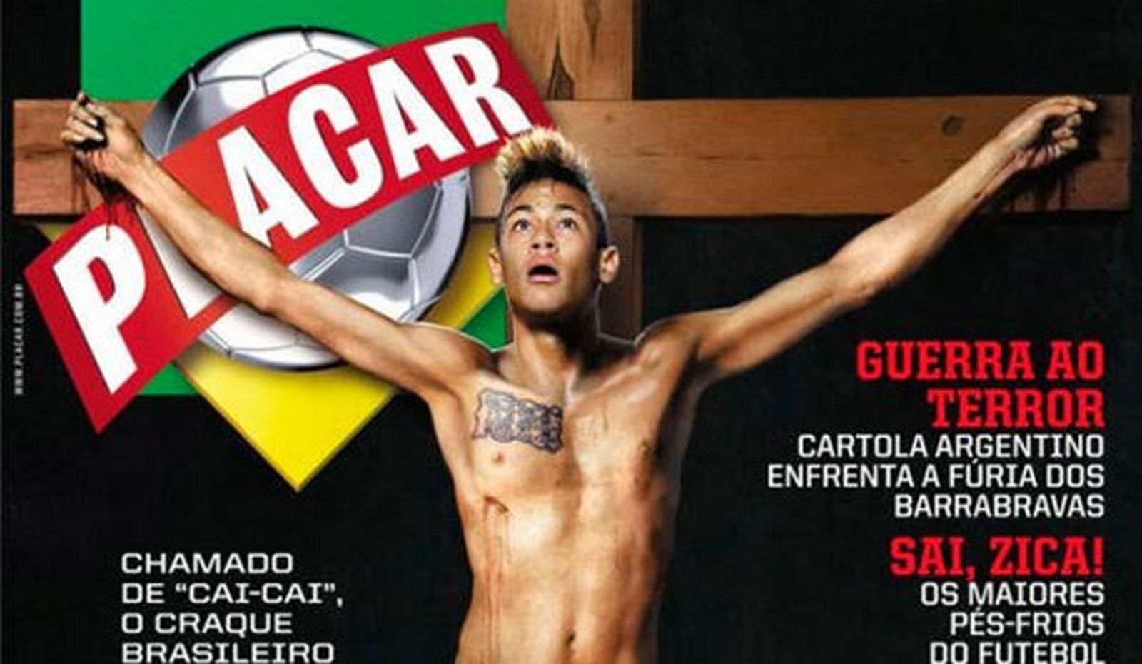 Polémica en Brasil por la publicación de un montaje con Neymar crucificado