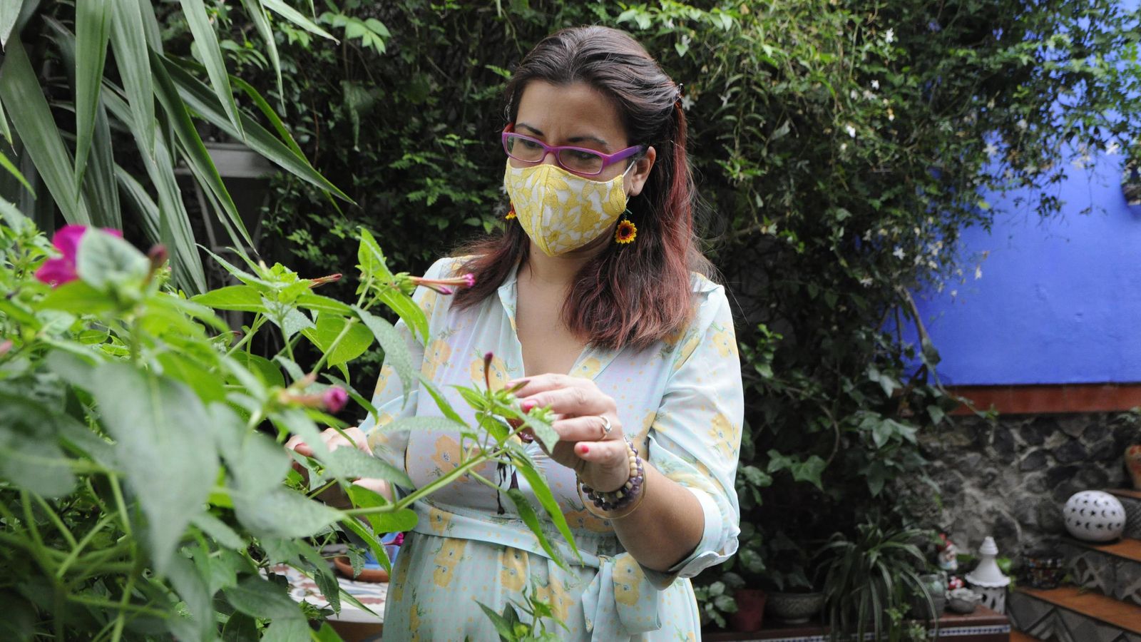 Esther Rubio comprueba una de las plantas de Zamorano, 10.