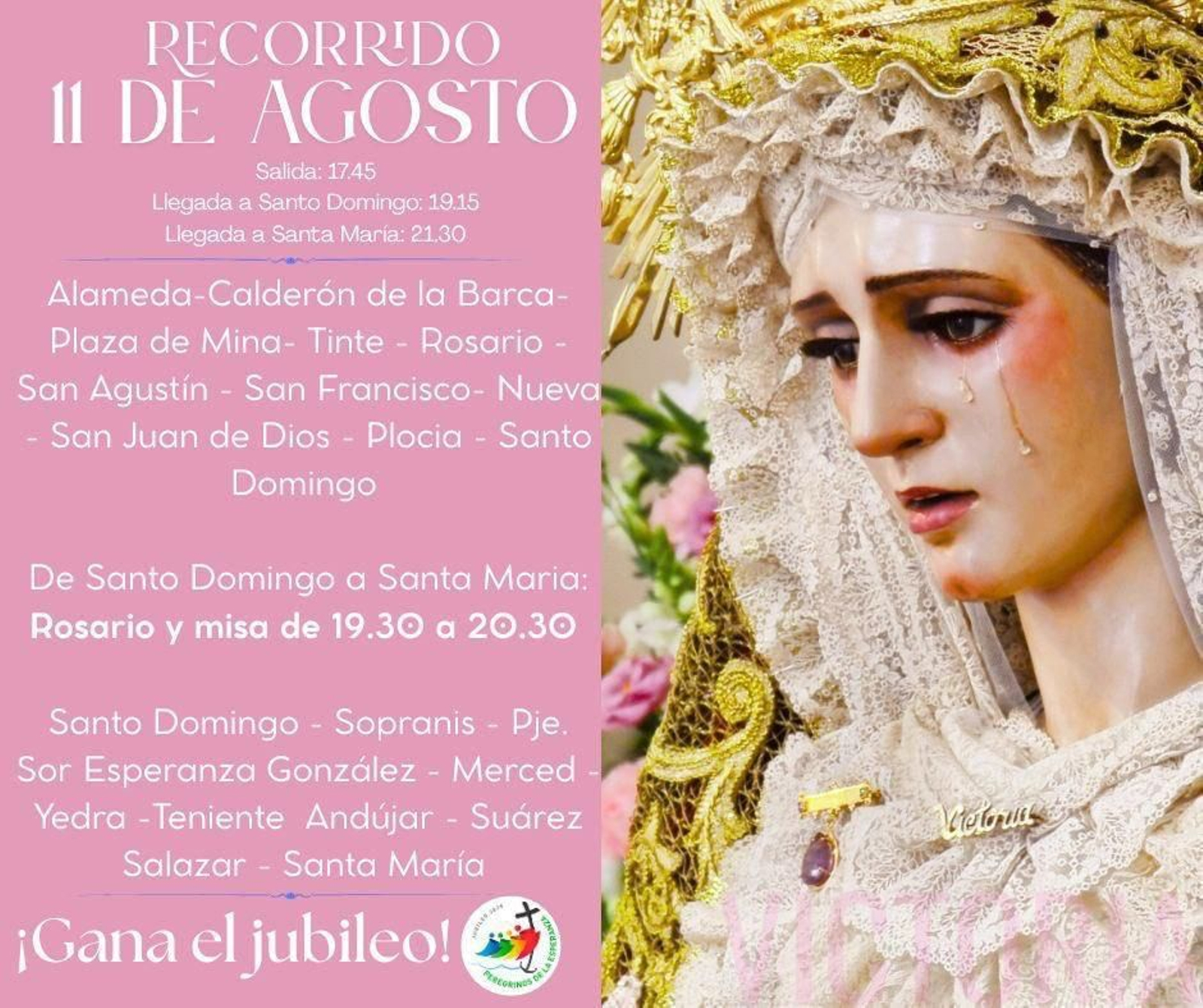 Recorrido de la Virgen de la Victoria en su visita al monasterio de Santa María.