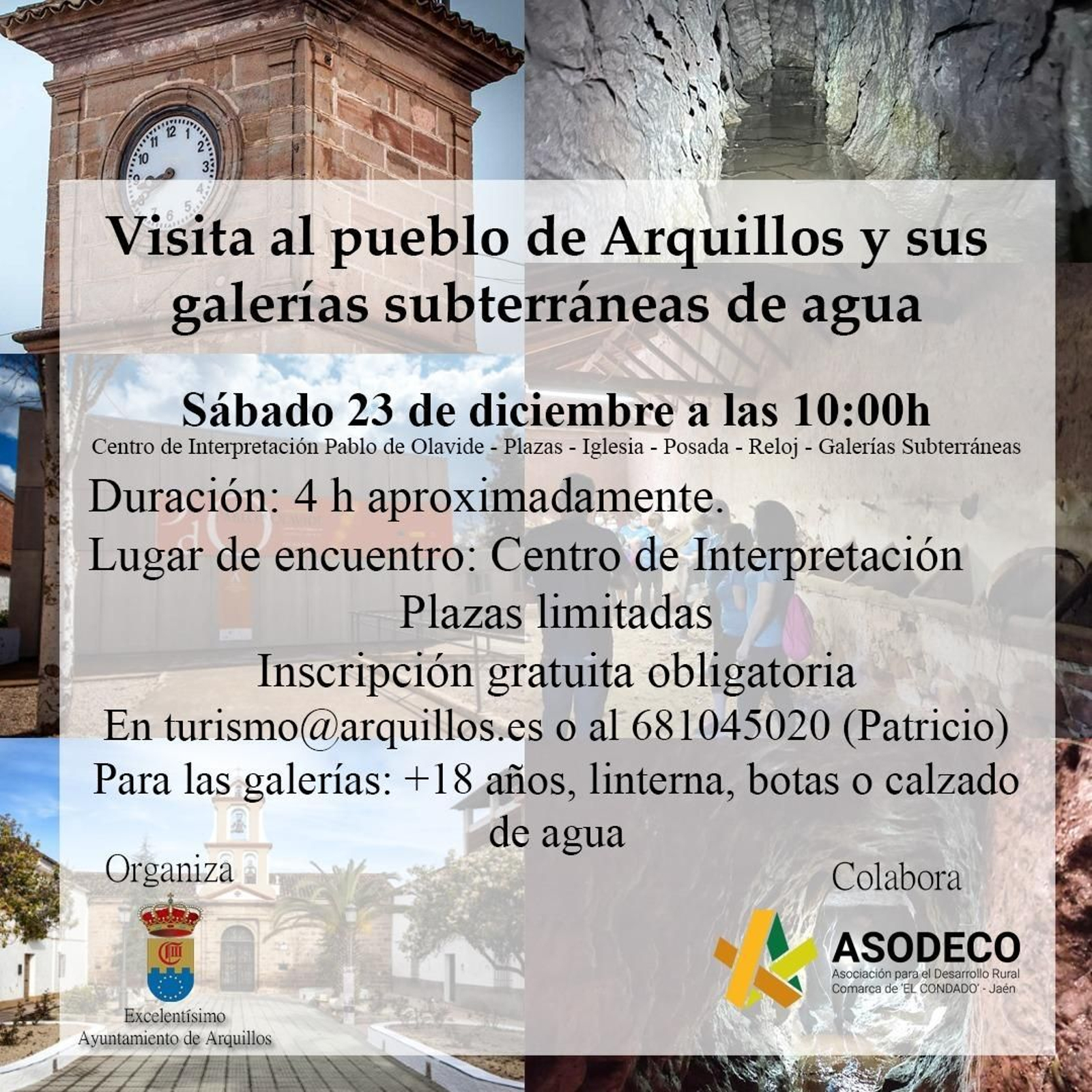 Visita guiada gratuita en horario de mañana para este sábado en Arquillos.