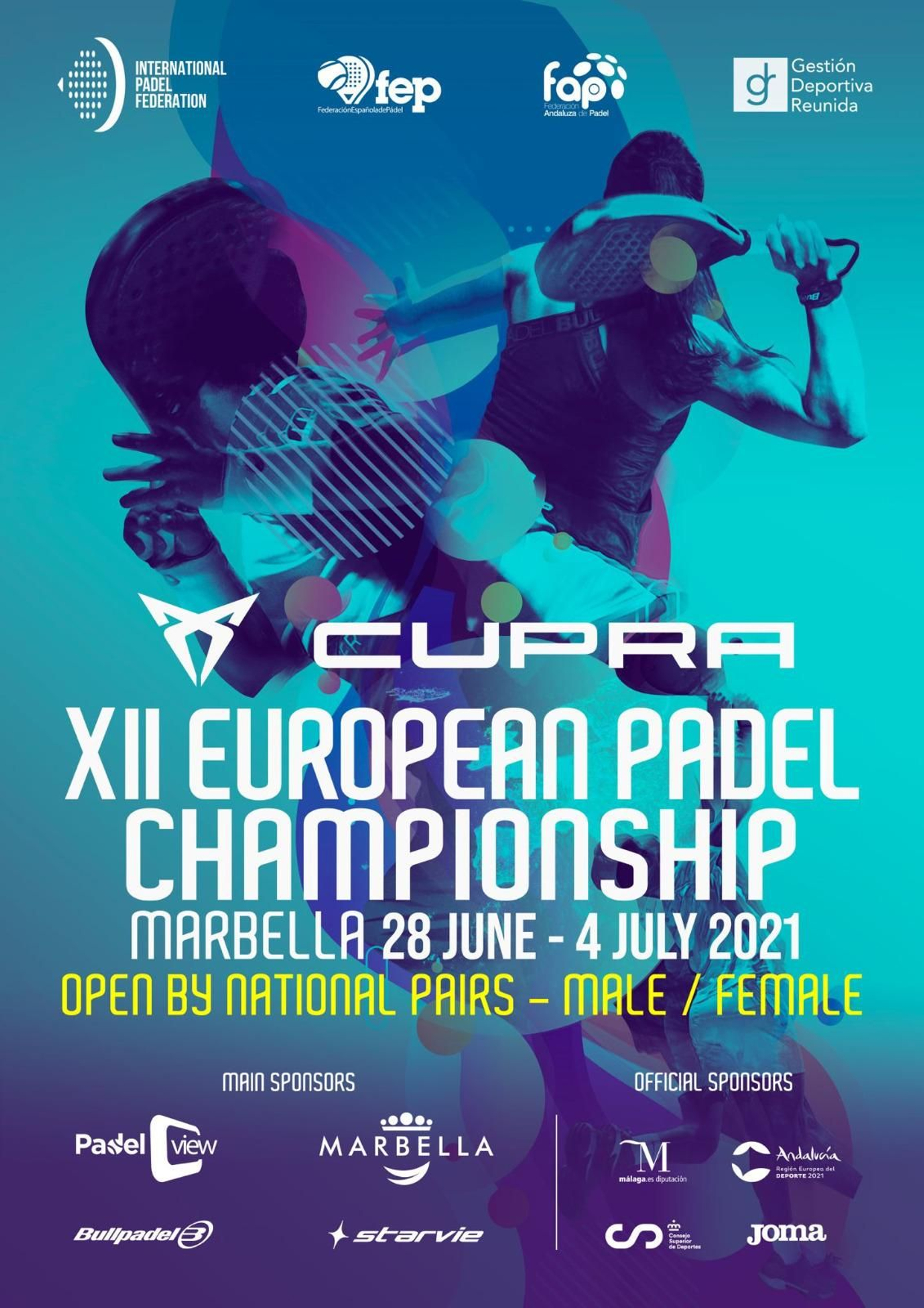 Cartel del Campeonato de Europa de pádel que se disputa en Marbella. Cartel del Campeonato de Europa de pádel que se disputa en Marbella.