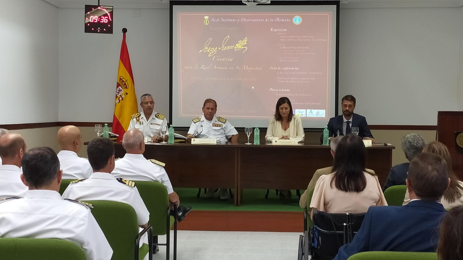 Acto de inauguración de la exposición dedicada a Jorge Juan en el Observatorio de la Armada.