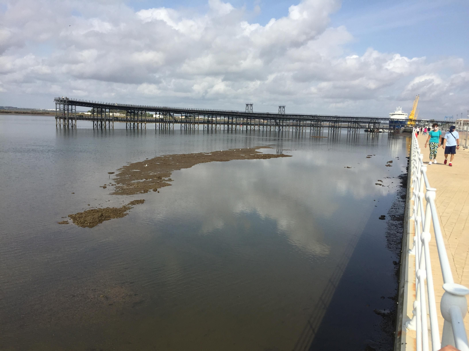 El muelle de la Rio Tinto en una jornada de bajamar.