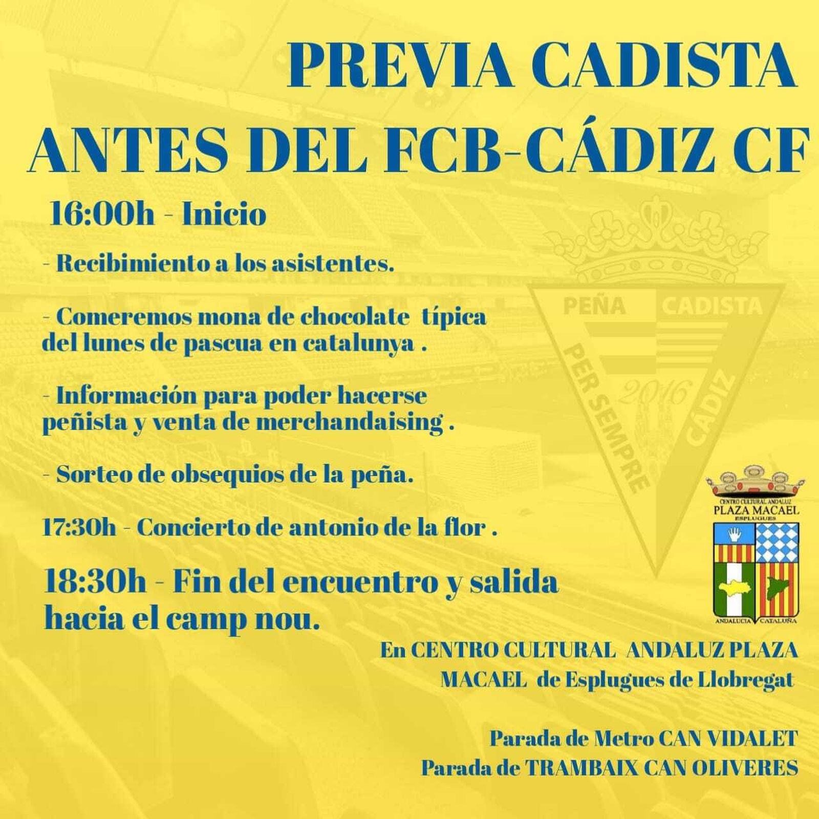 Cartel del encuentro cadista en Barcelona antes del partido.