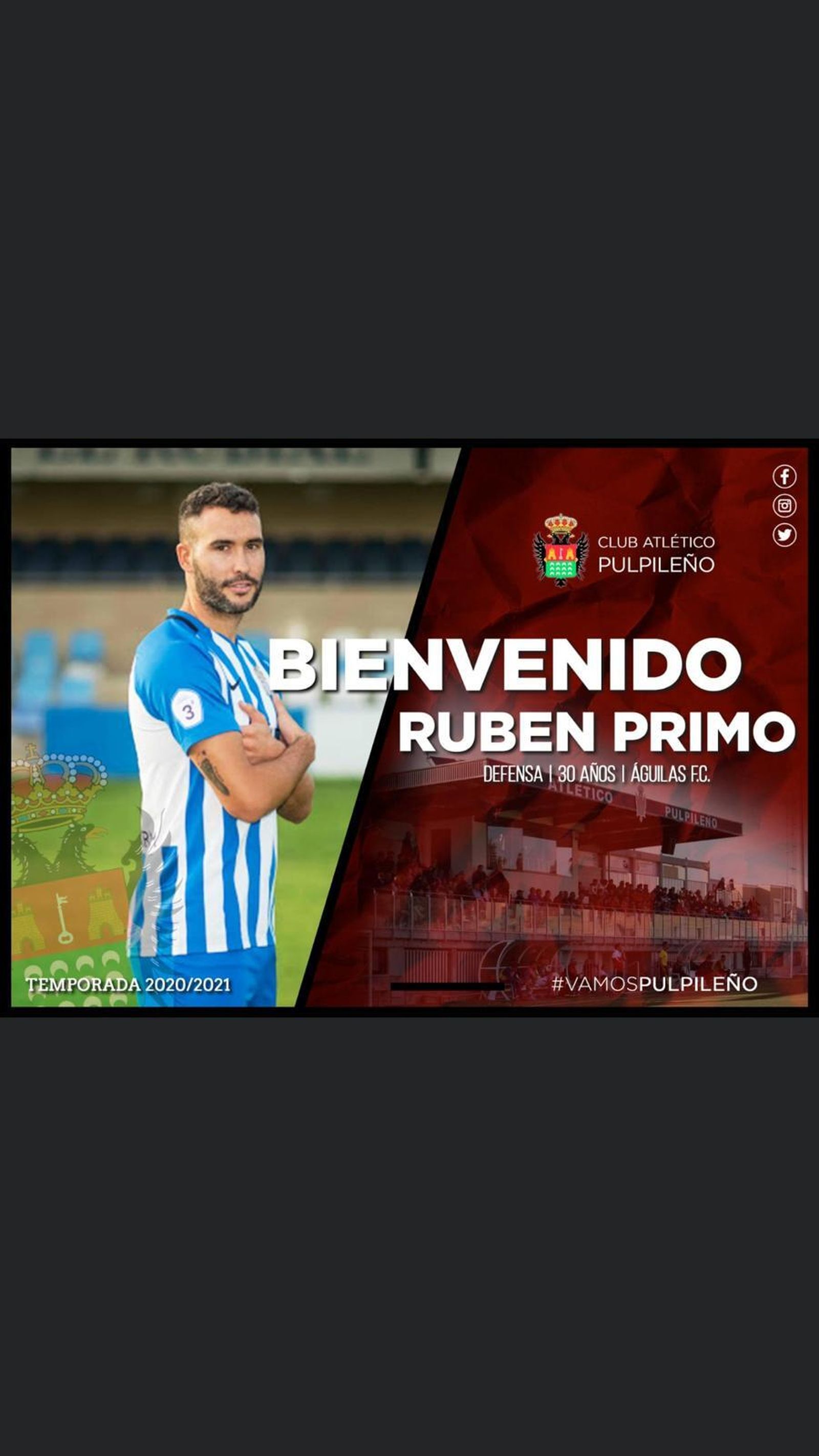 Anuncio del fichaje de Primo por el Pulpileño.