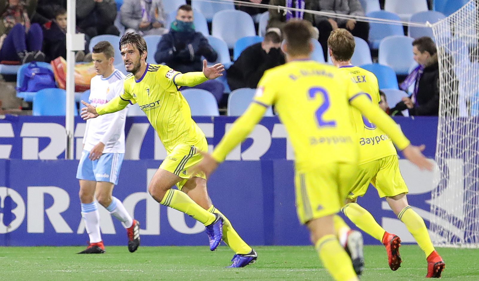 Lekic celebra el gol que marcó en La Romareda.
