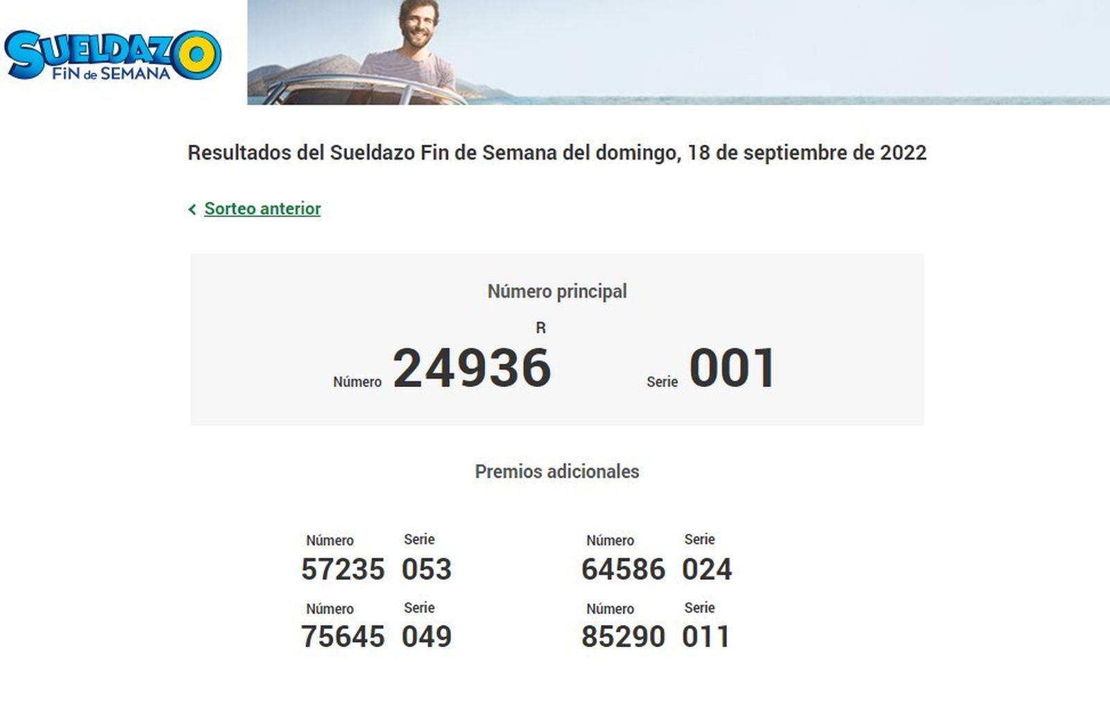 Resultado del sorteo de la ONCE del domingo 18 de septiembre