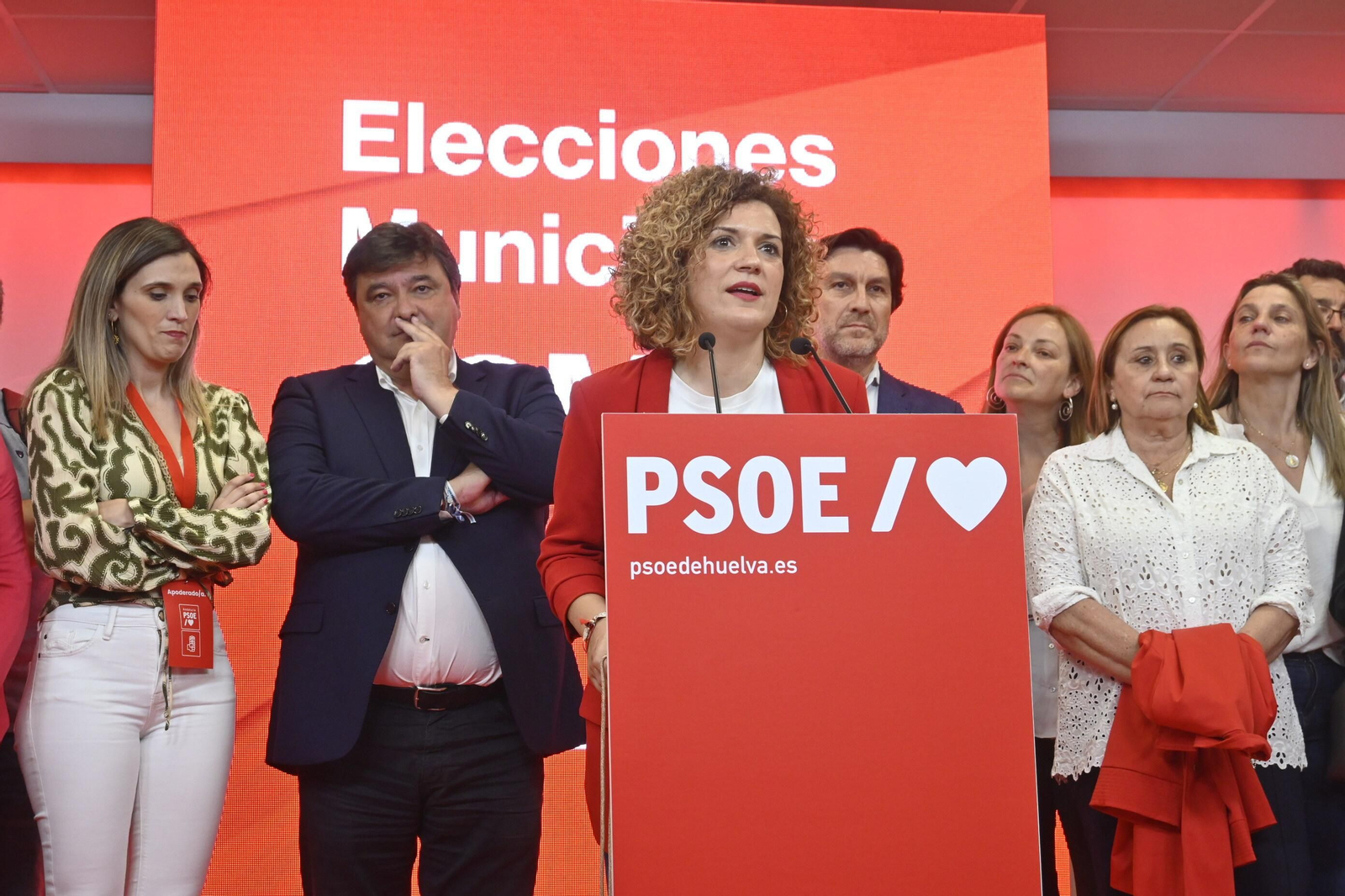 Imágenes del PSOE tras las elecciones municipales en Huelva