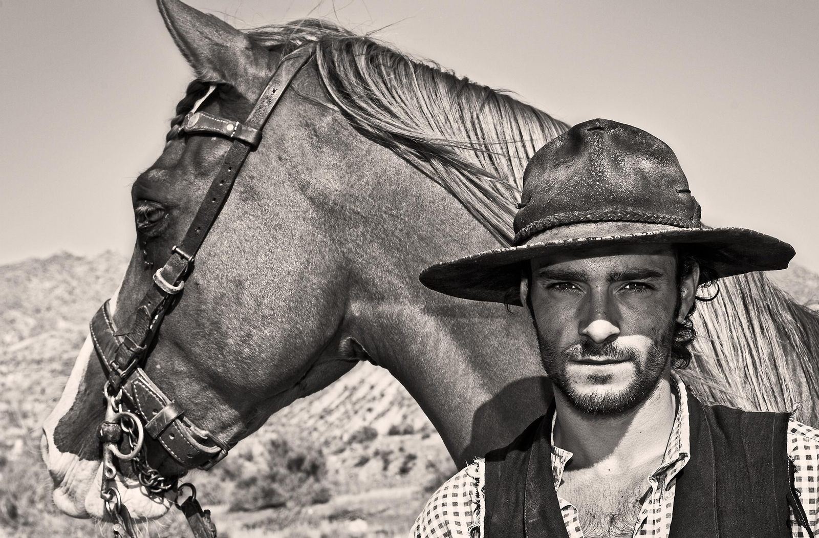 Ricardo Cruz 'El Pala' y su caballo en el Western de Tabernas.