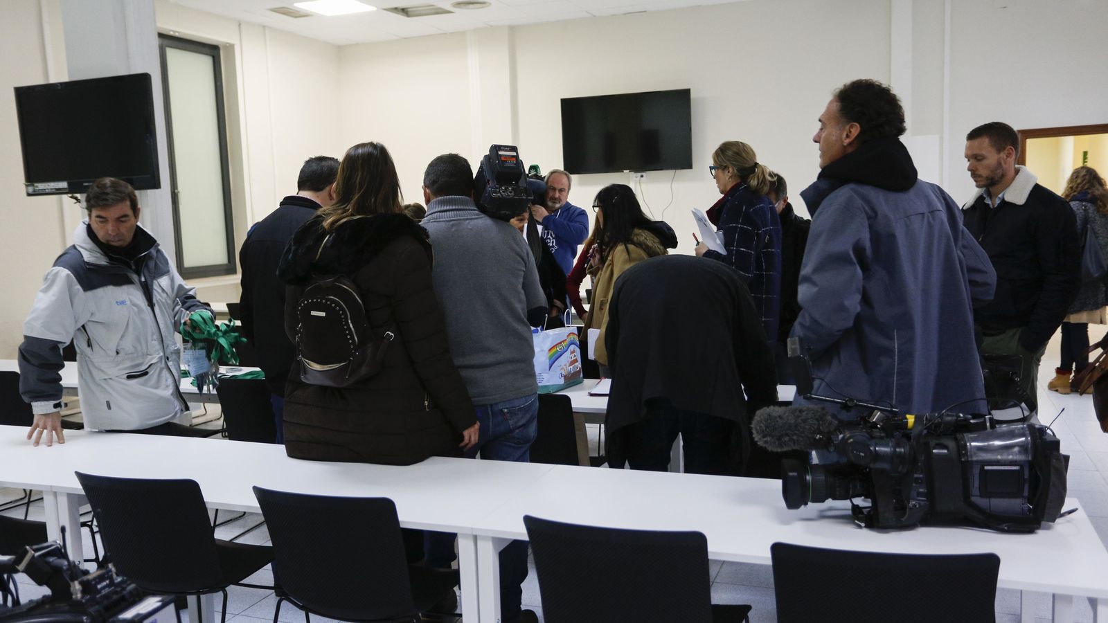 La sala de prensa habilitada para seguir el juicio.