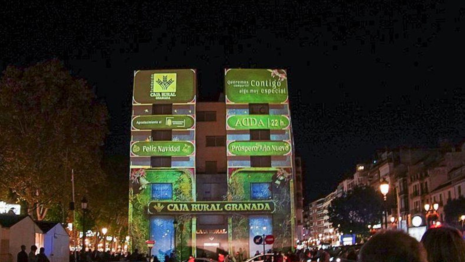Vídeo mapping de Caja Rural Granada por Navidad