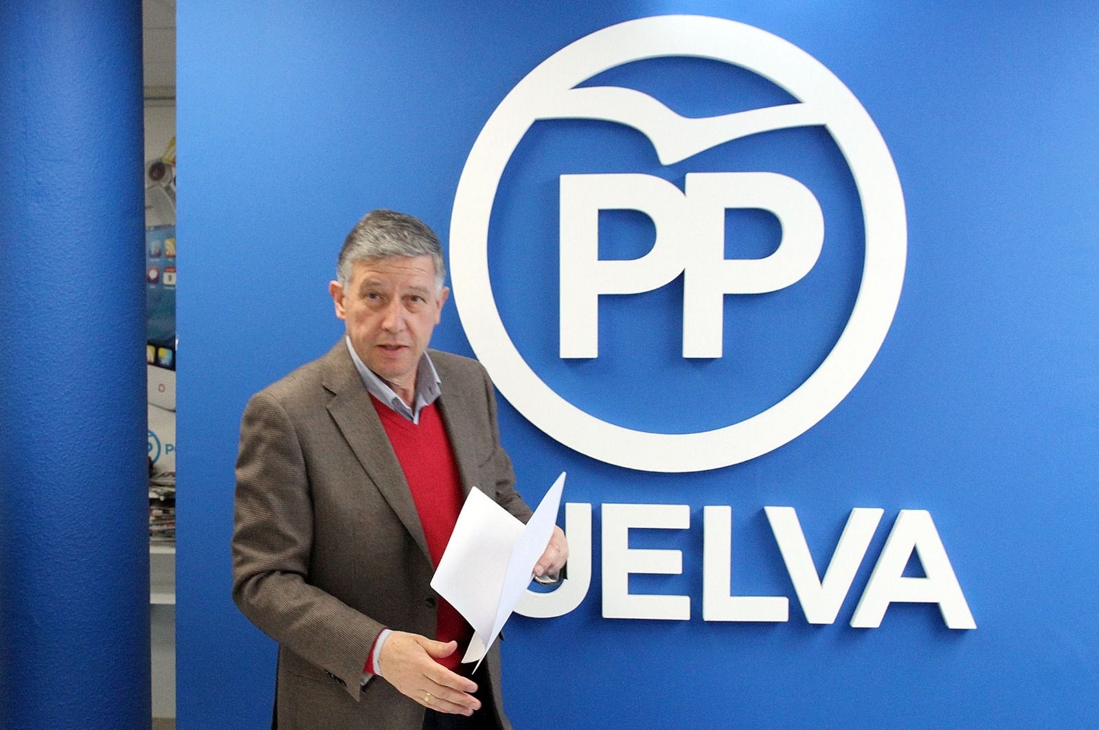 Carmelo Romero esta mañana en la sede del PP en Huelva.