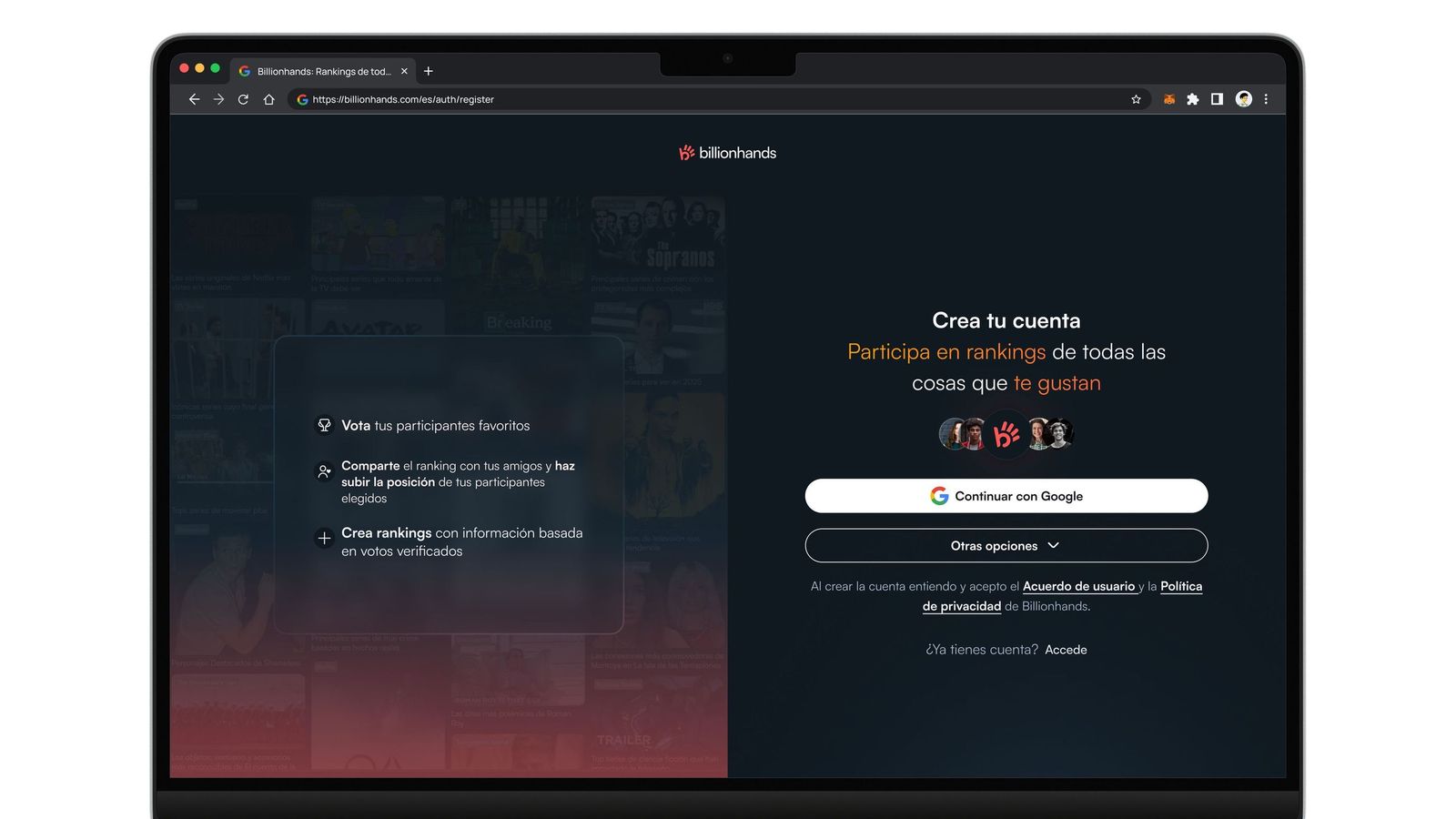 Publicidad y activación comercial dentro del sistema de rankings de Billionhands
