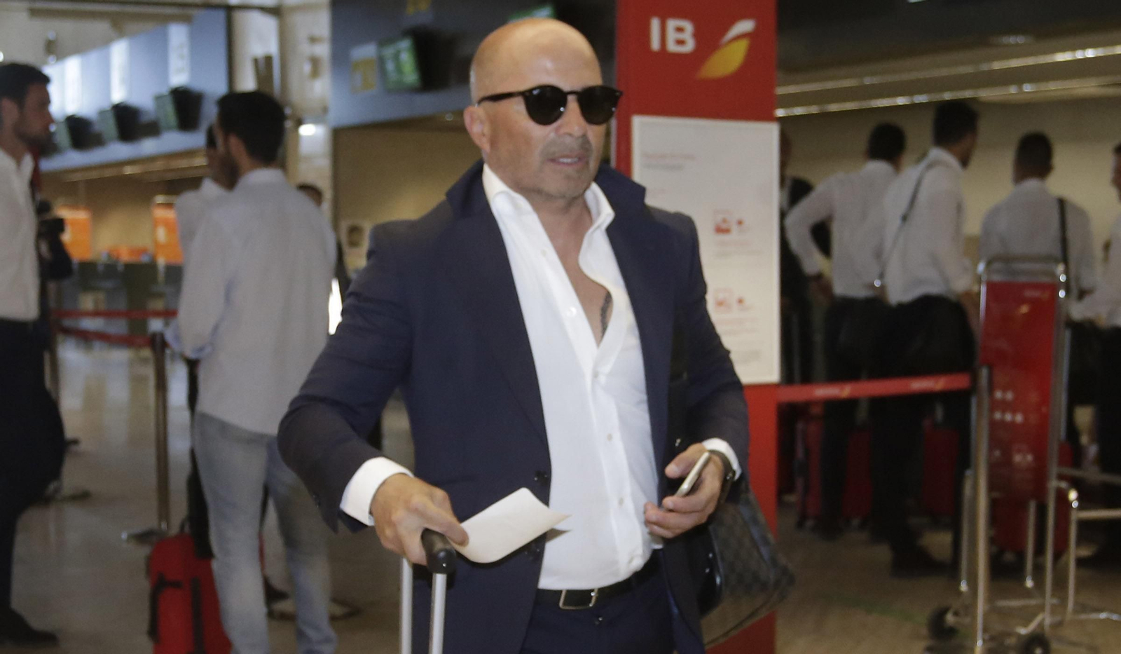 Jorge Sampaoli, el aeropuerto de San Pablo.