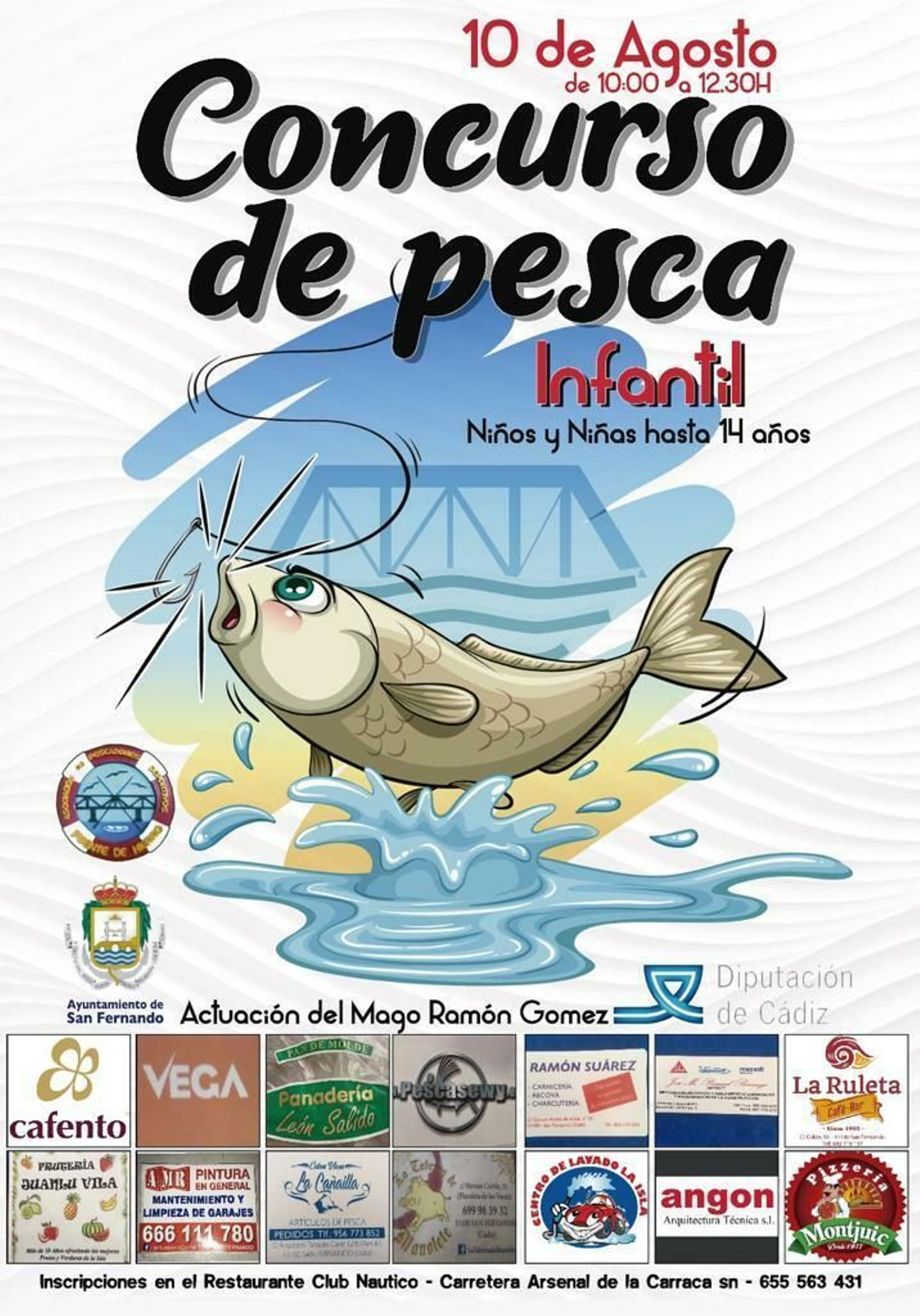Cartel anunciador del concurso de pesca infantil.