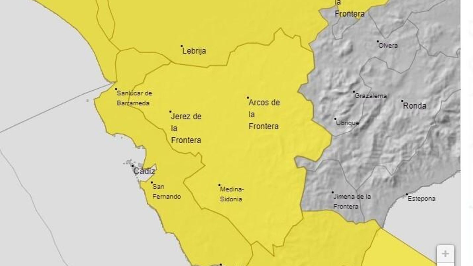 Jerez, la campiña y casi toda la provincia en alerta amarilla por lluvias