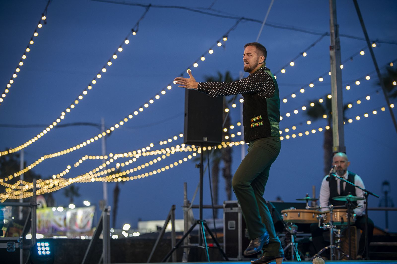 El bailaor isleño Jesuli Carrillo, en un momento de su actuación en la pasada Feria del Carmen.
