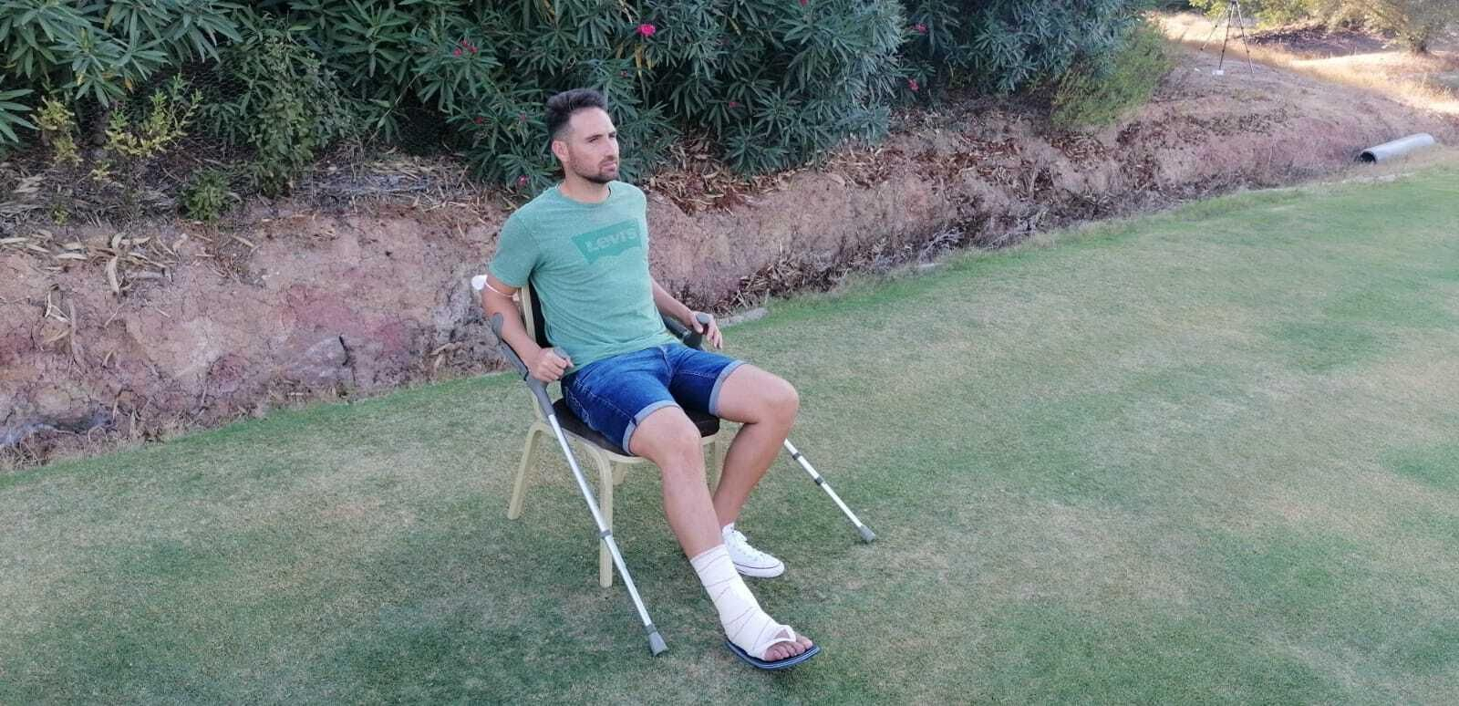 Juan Benítez , esta tarde en el entrenamiento del equipo en el Hotel Montecastillo.