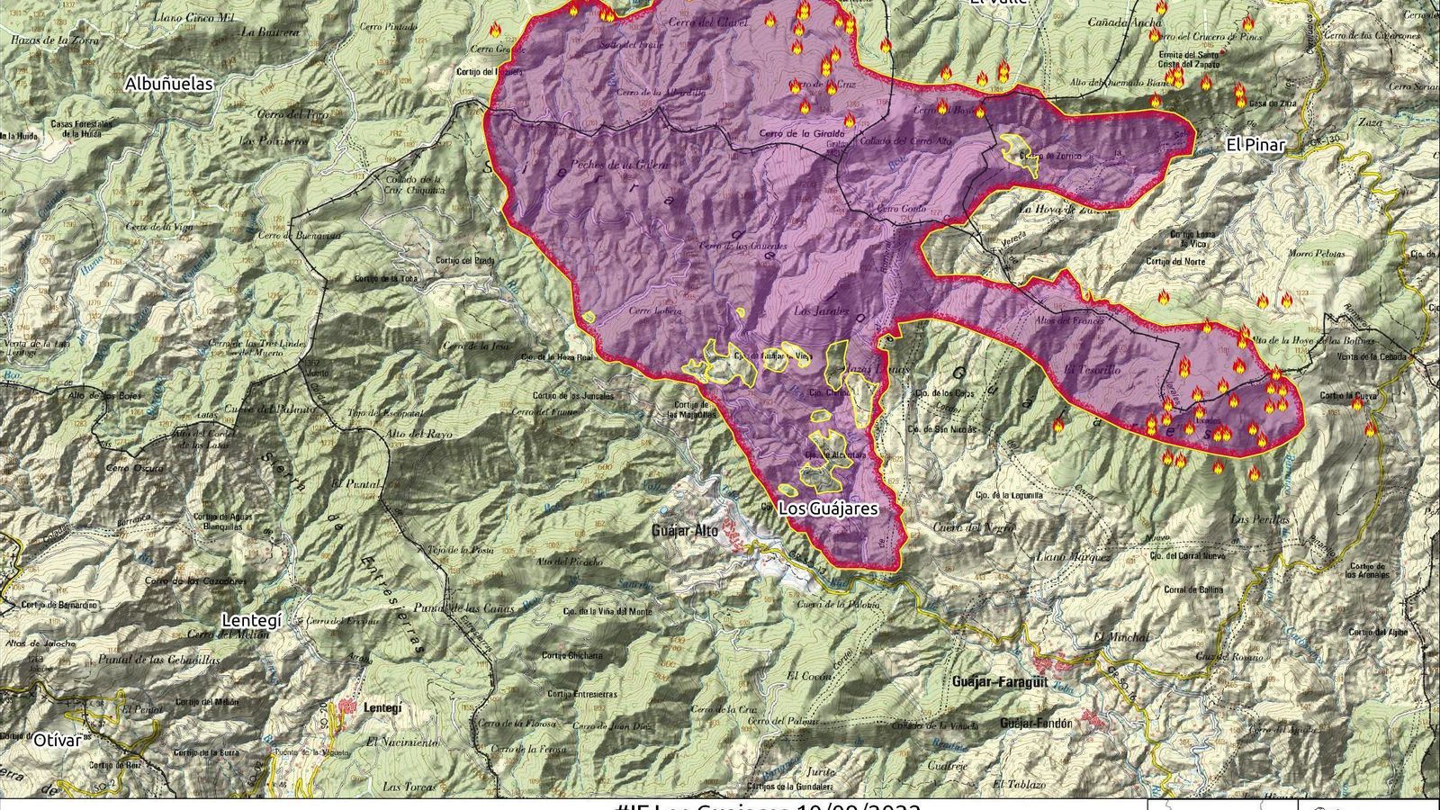 Disminución de puntos calientes y centralización de fuegos en los frentes norte y nordeste el sábado