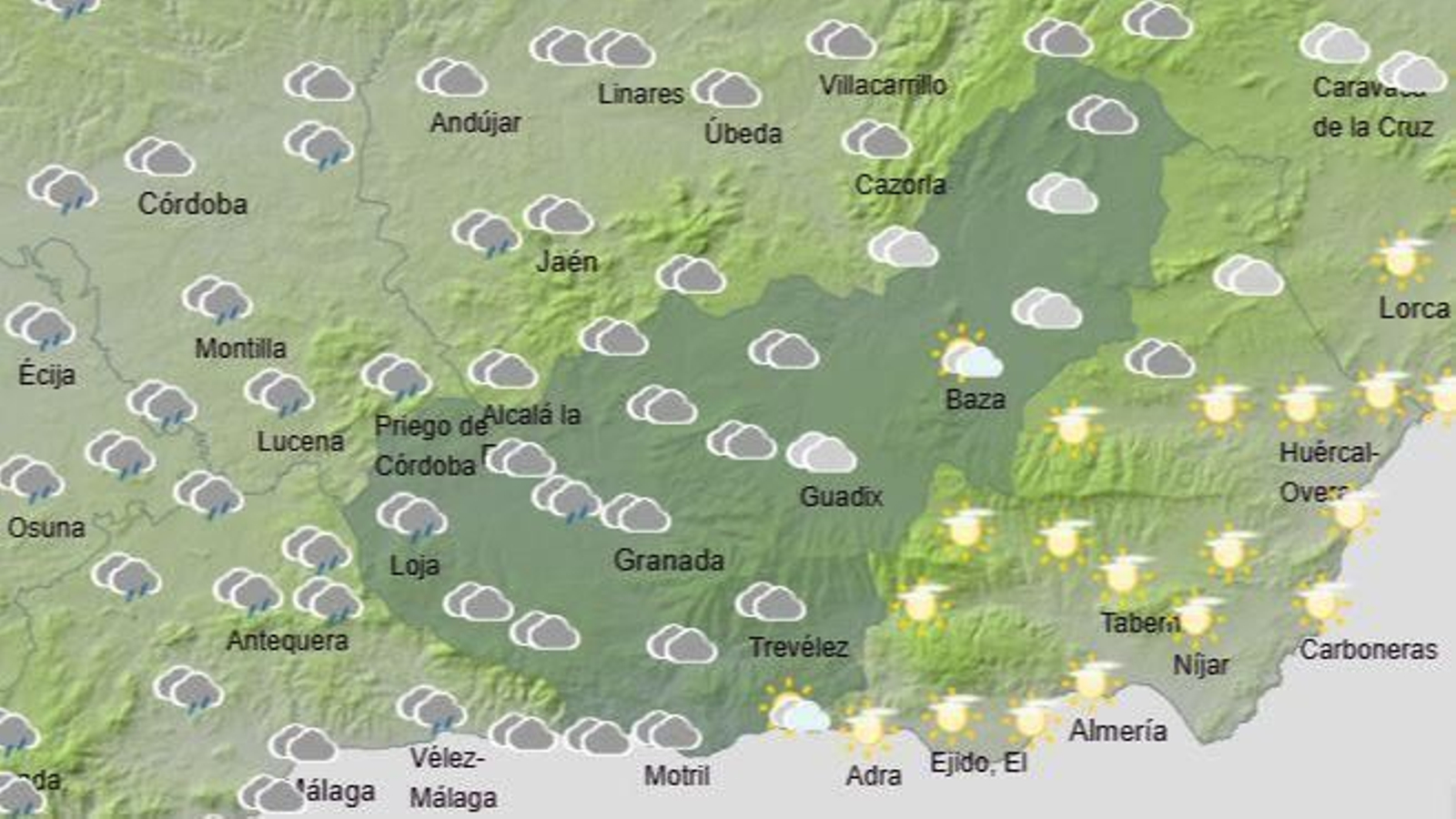 El Tiempo en Granada el 10 de diciembre de 2025