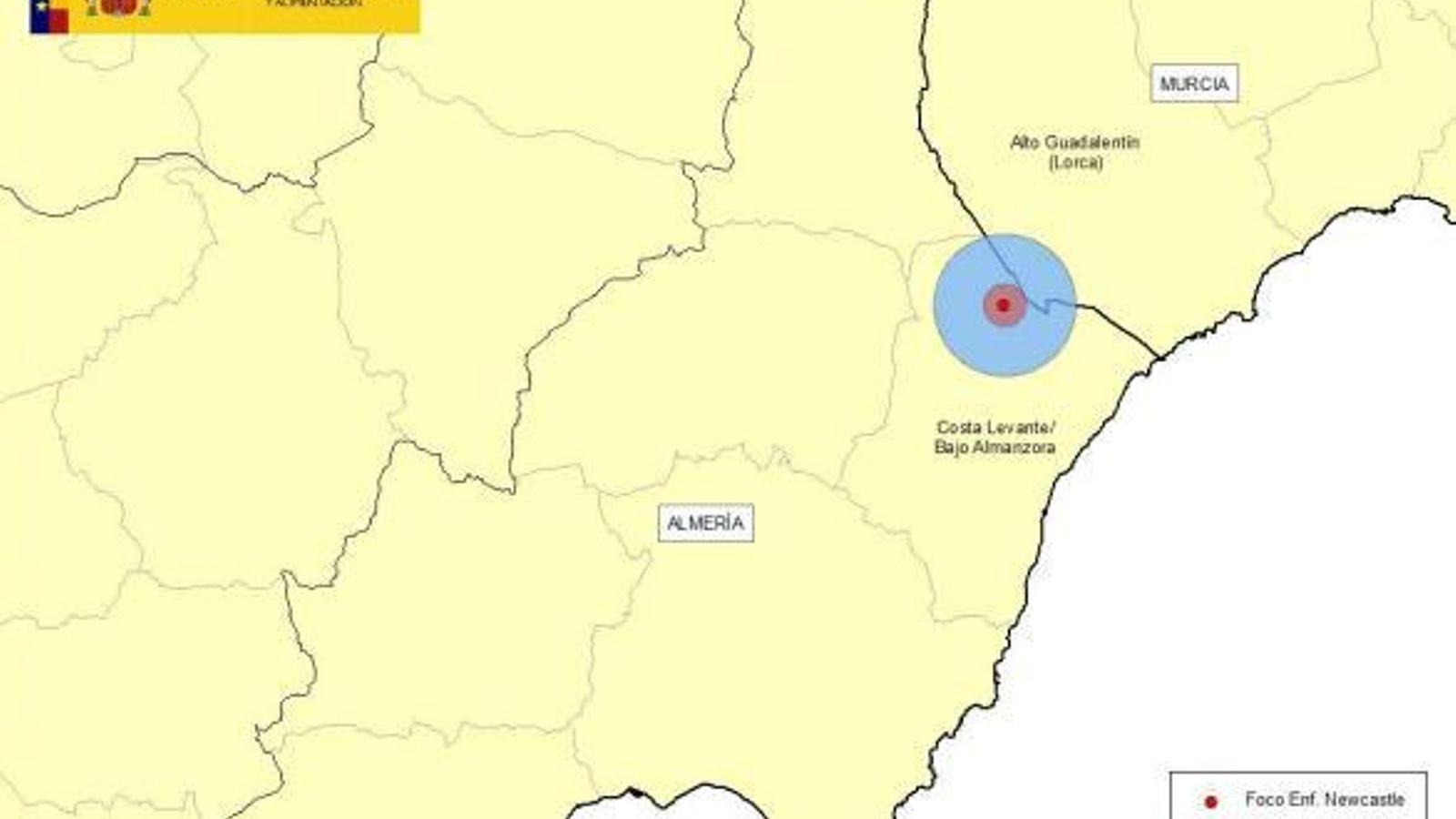 Mapa de localización de la granja de pollos afectada del Ministerio de Agricultura