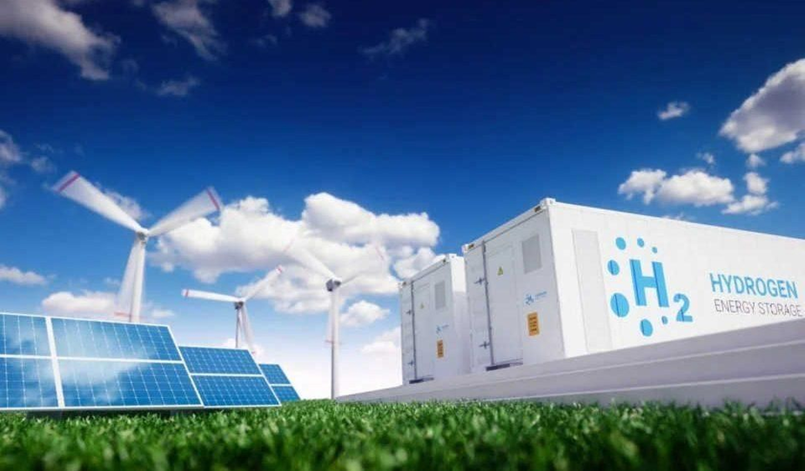 Recreación de una planta de hidrógeno verde.