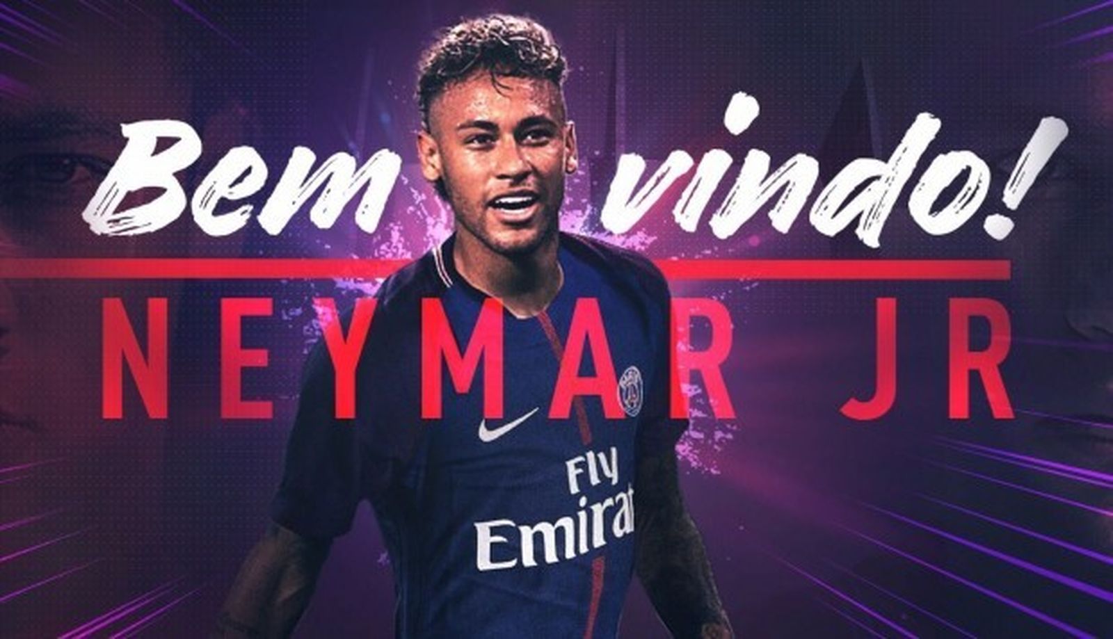 La bienvenida en portugués del PSG a Neymar en sus redes sociales.