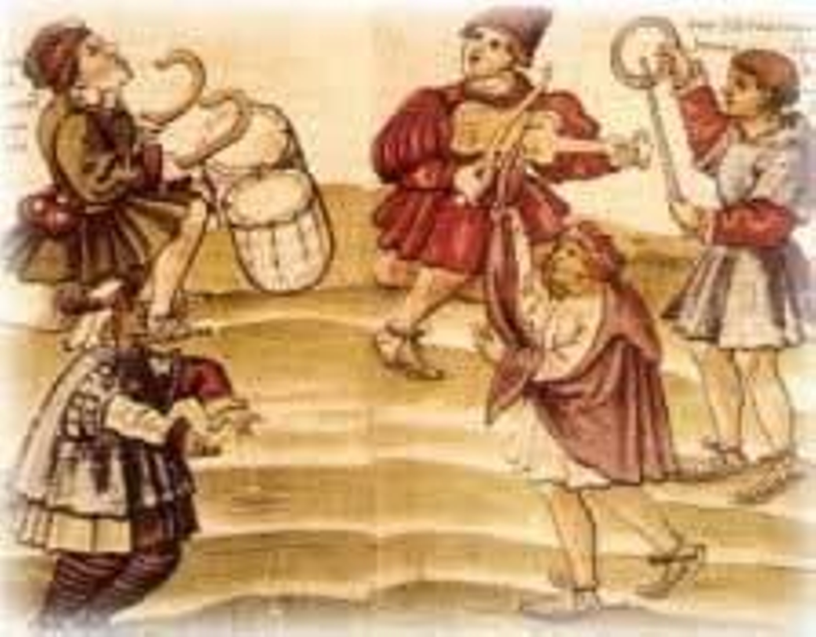 Moriscos bailando, en un dibujo de Christoph Weiditz. Este pintor alemán reflejó muy verazmente los vestidos y costumbres de los moriscos en su viaje por España (1529)