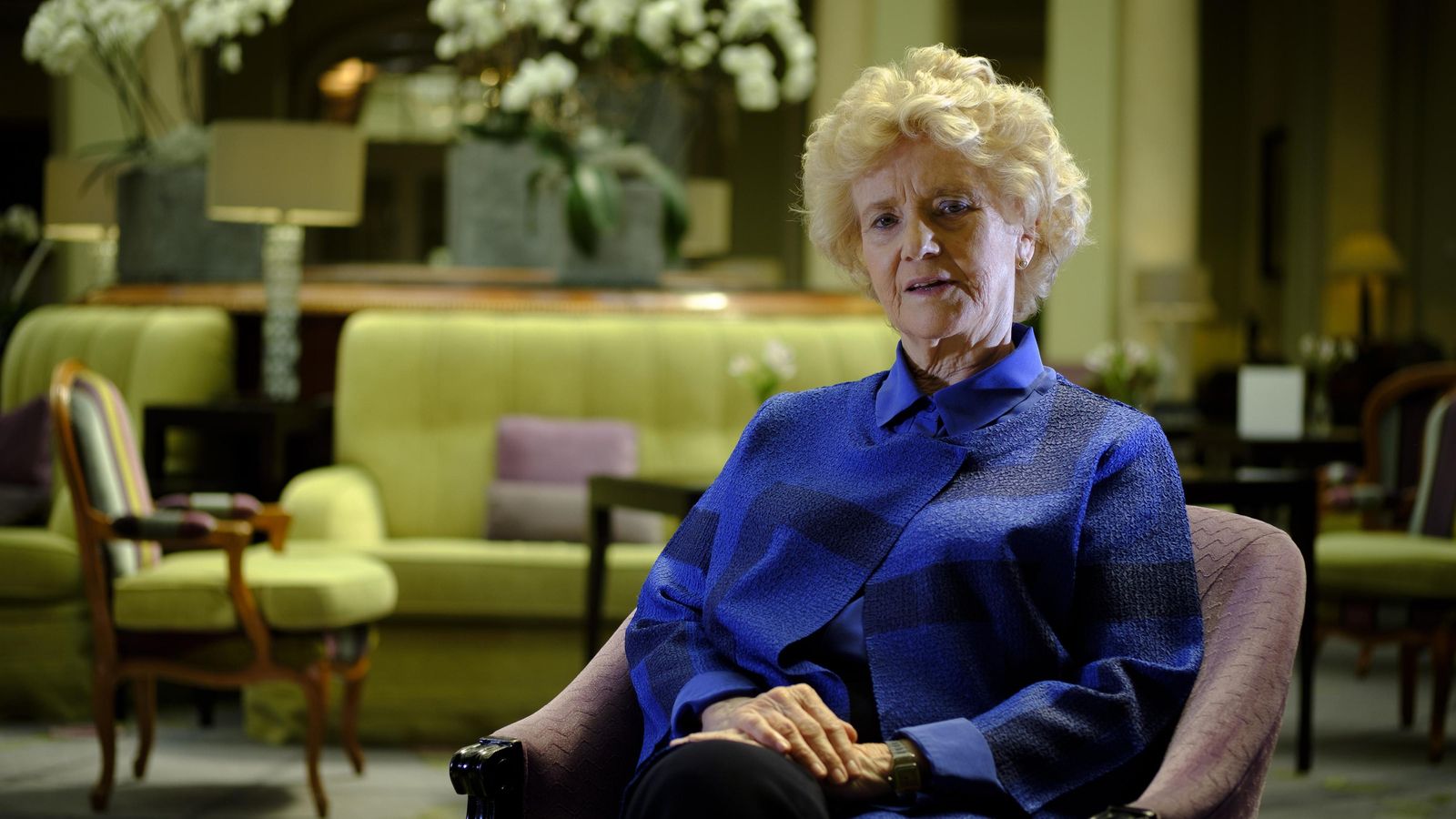 Soledad Becerril, durante la entrevista en el Hotel Palace de Madrid.
