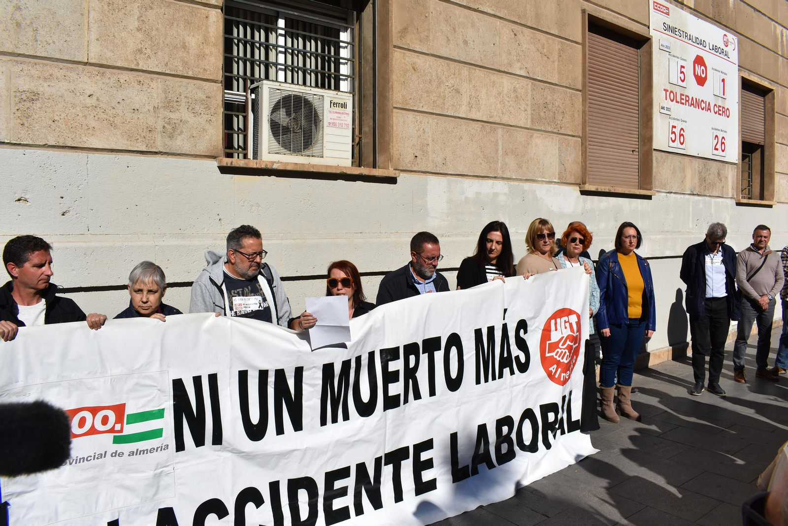 Concentración de representantes sindicales.