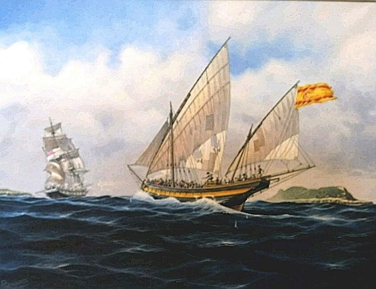 'El Poderoso' enfila al 'HMS Pasley'.