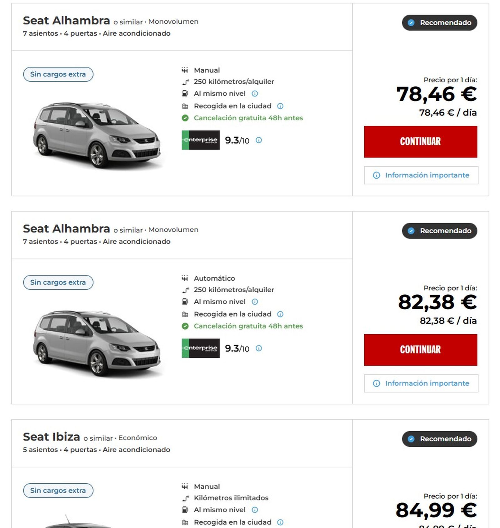 Coches de alquiler desde Jerez centro.