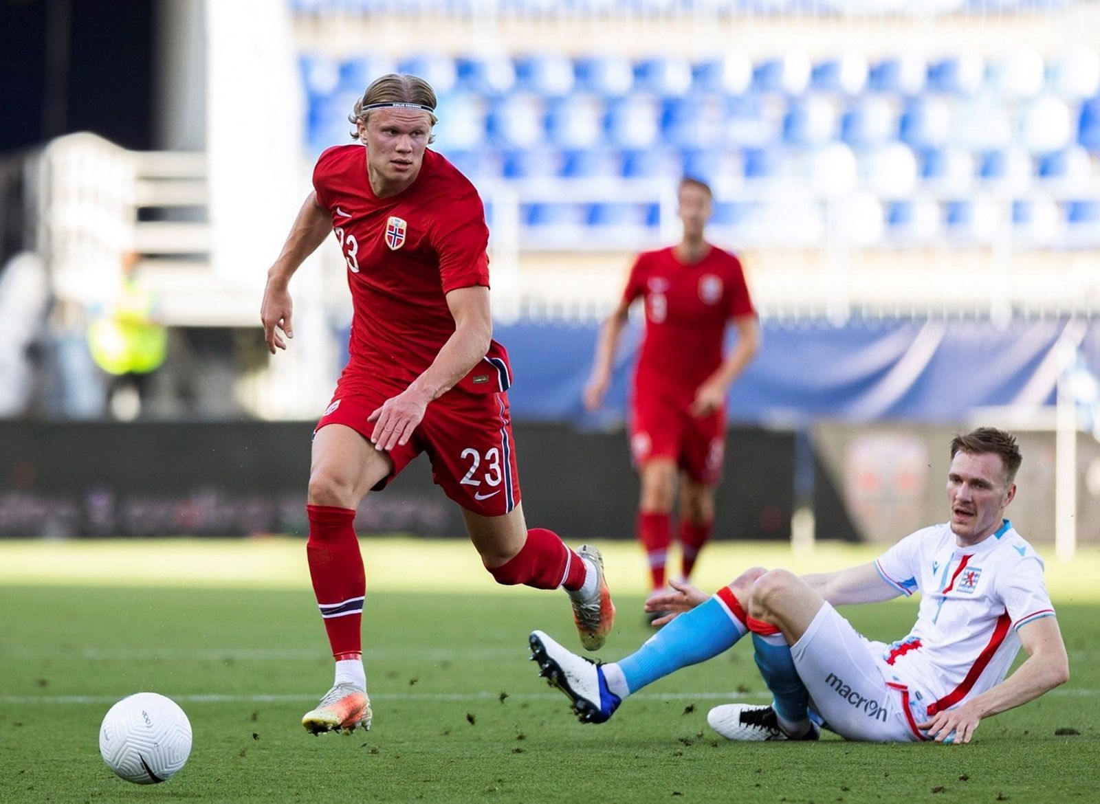 Haaland, en el partido entre Noruega y Luxemburgo disputado en La Rosaleda.
