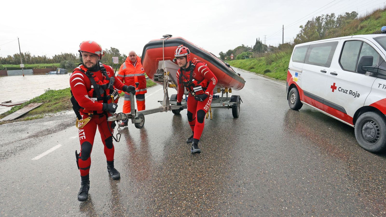 Imágenes del paseo rural por Jerez en el estreno de la borrasca Marta