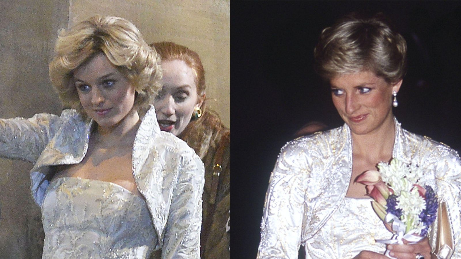 Corrin, con uno de los vestidos de fiesta más emblemáticos que lució Diana de Gales en su juventud.