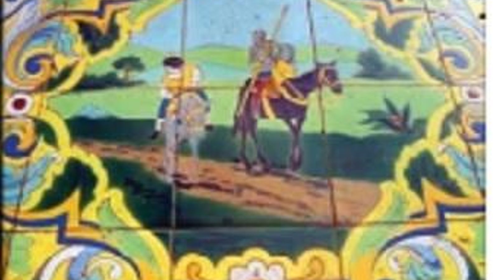 Don Quijote y Sancho Panza. Encimera de la Fuente de la Plaza Alta. 1930.