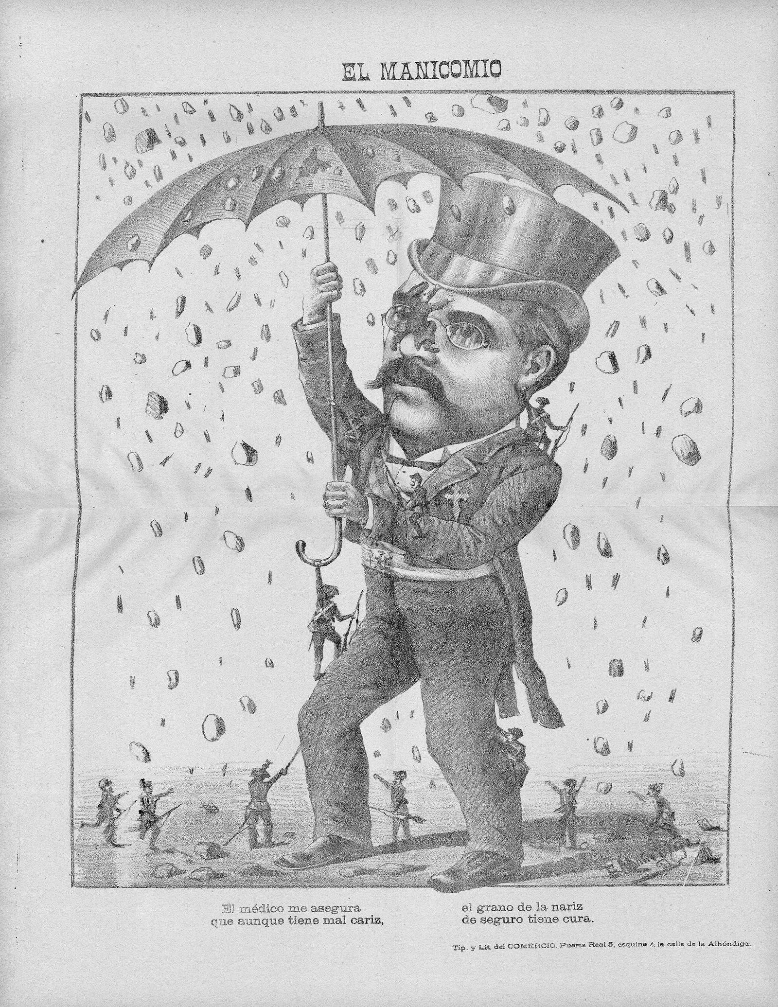 Caricatura del gobernador Loygorri apedreado.